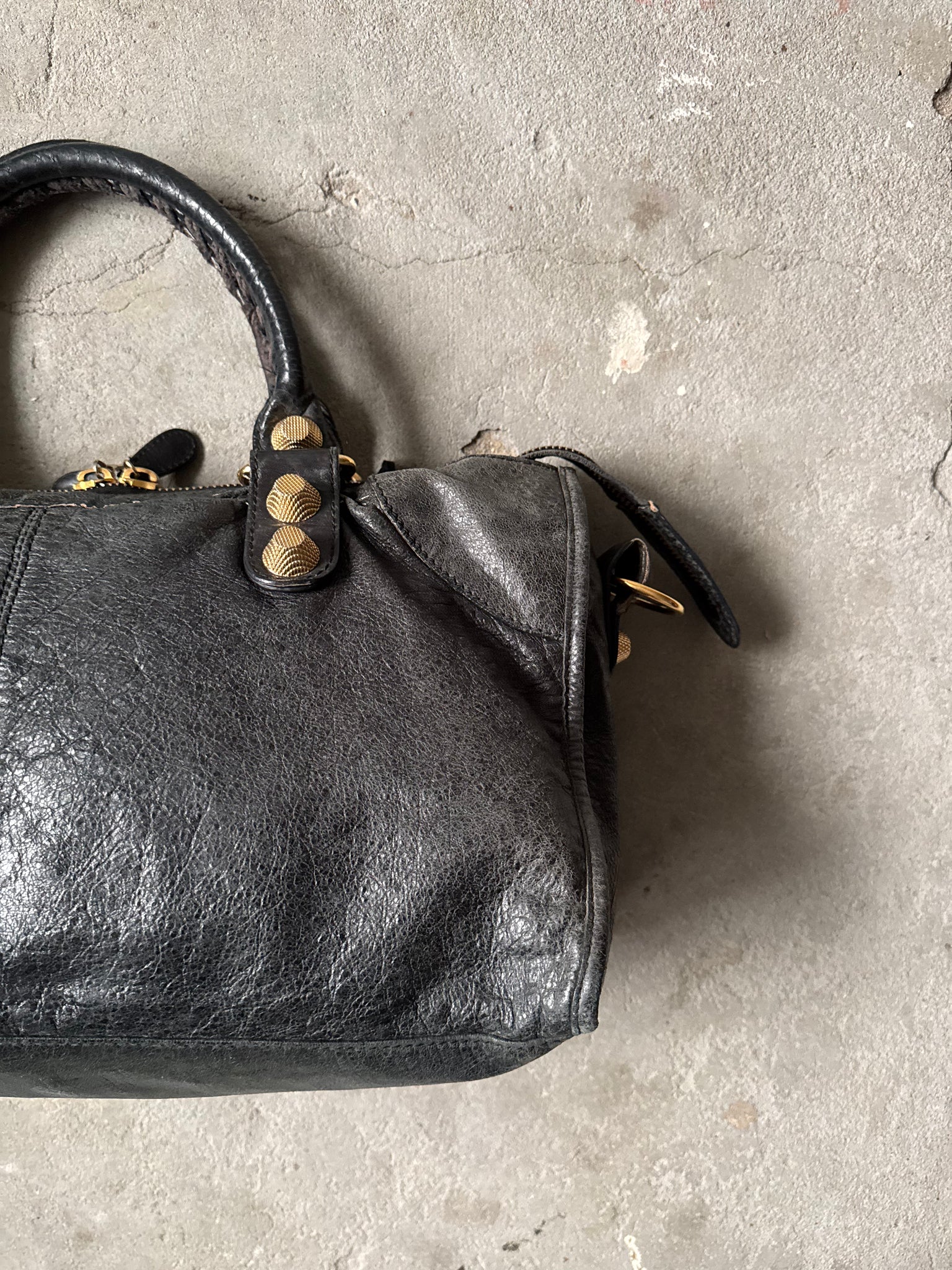 Balenciaga Agneau Leather Motorcycle City Bag Black