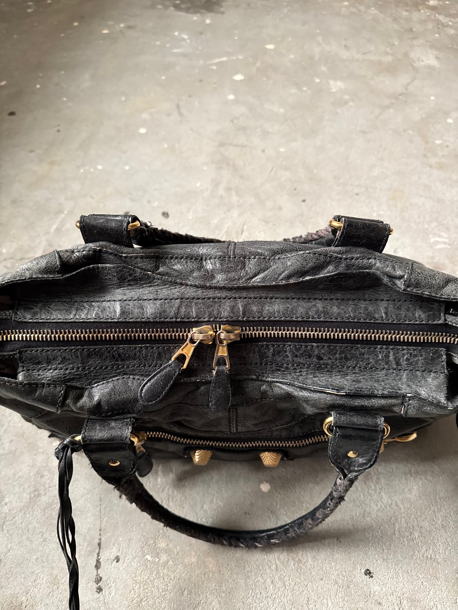 Balenciaga Agneau Leather Motorcycle City Bag Black