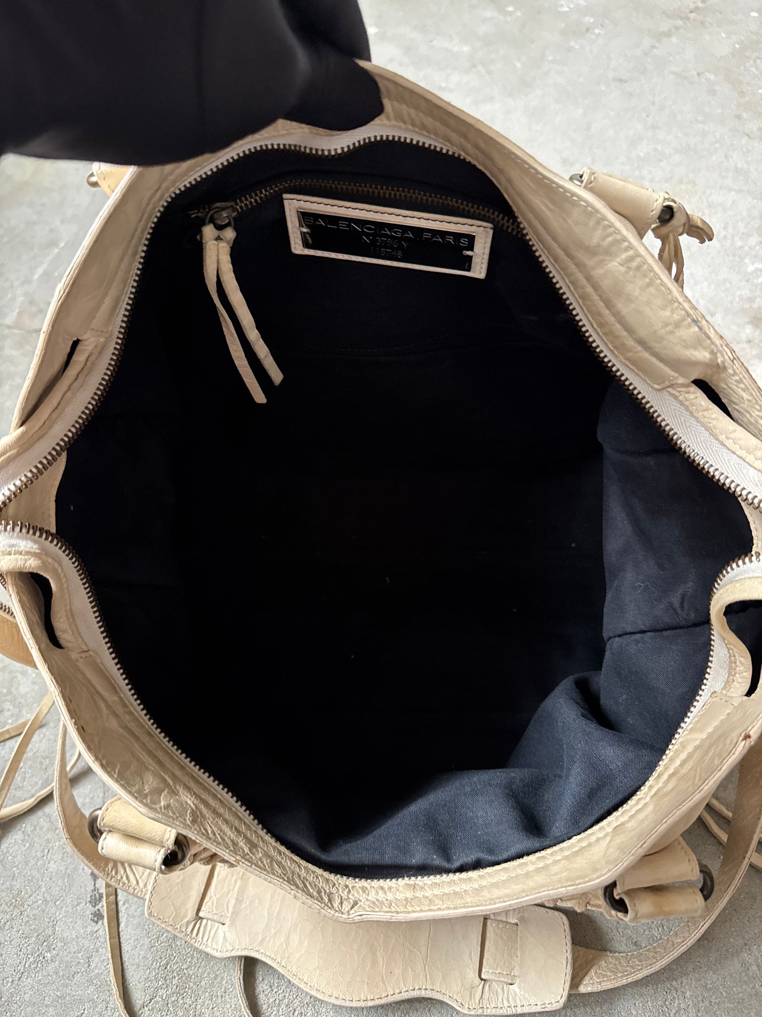 Balenciaga 2Way Agneau Leather Motorcycle City Bag Cream