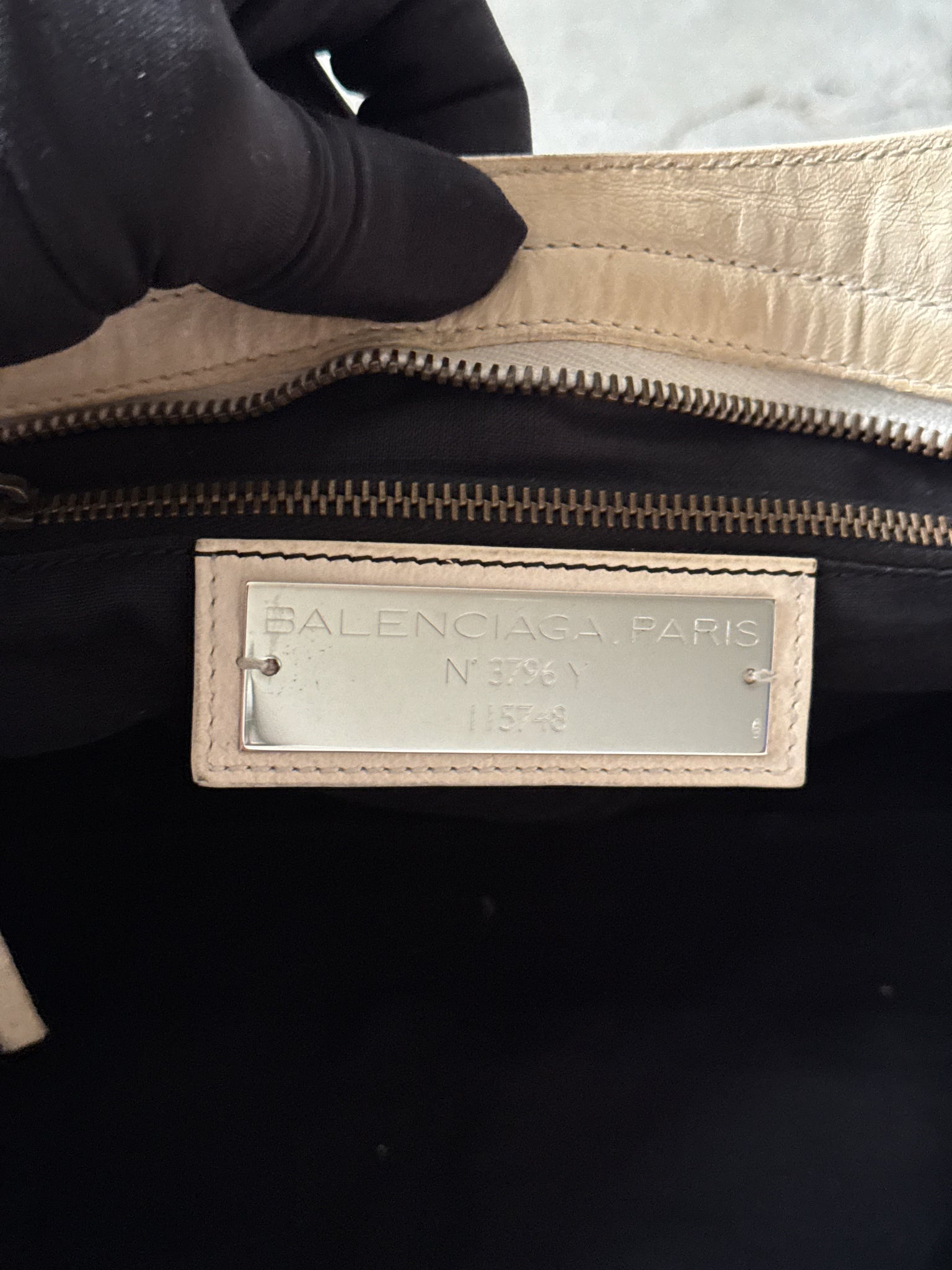 Balenciaga 2Way Agneau Leather Motorcycle City Bag Cream