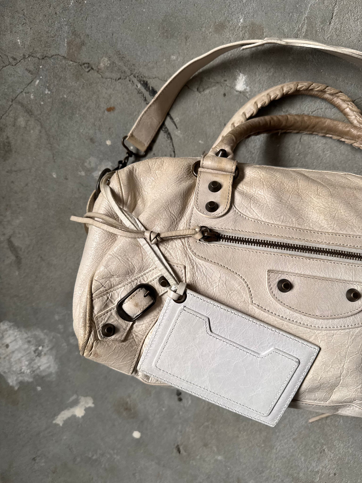 Balenciaga Twiggy City Shoulder Bag Off-White