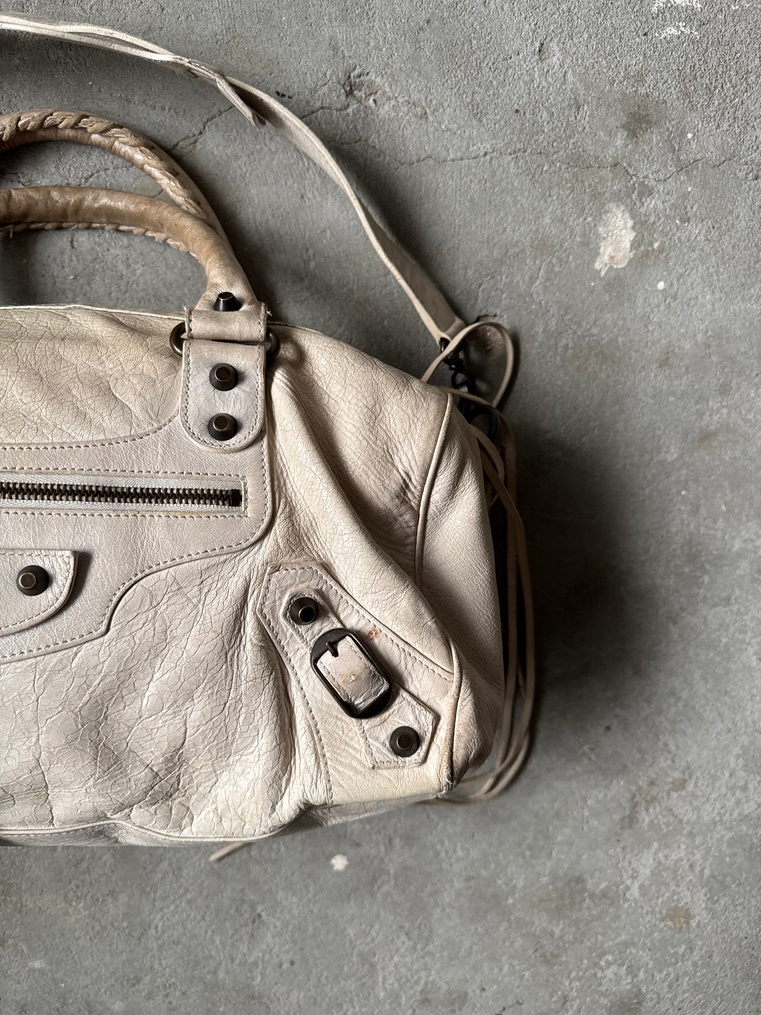 Balenciaga Twiggy City Shoulder Bag Off-White