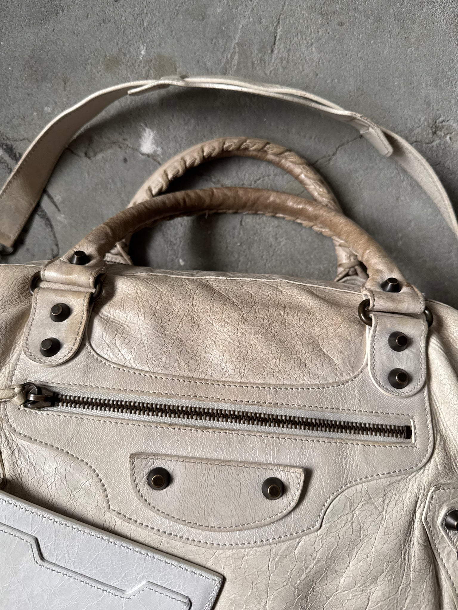 Balenciaga Twiggy City Shoulder Bag Off-White