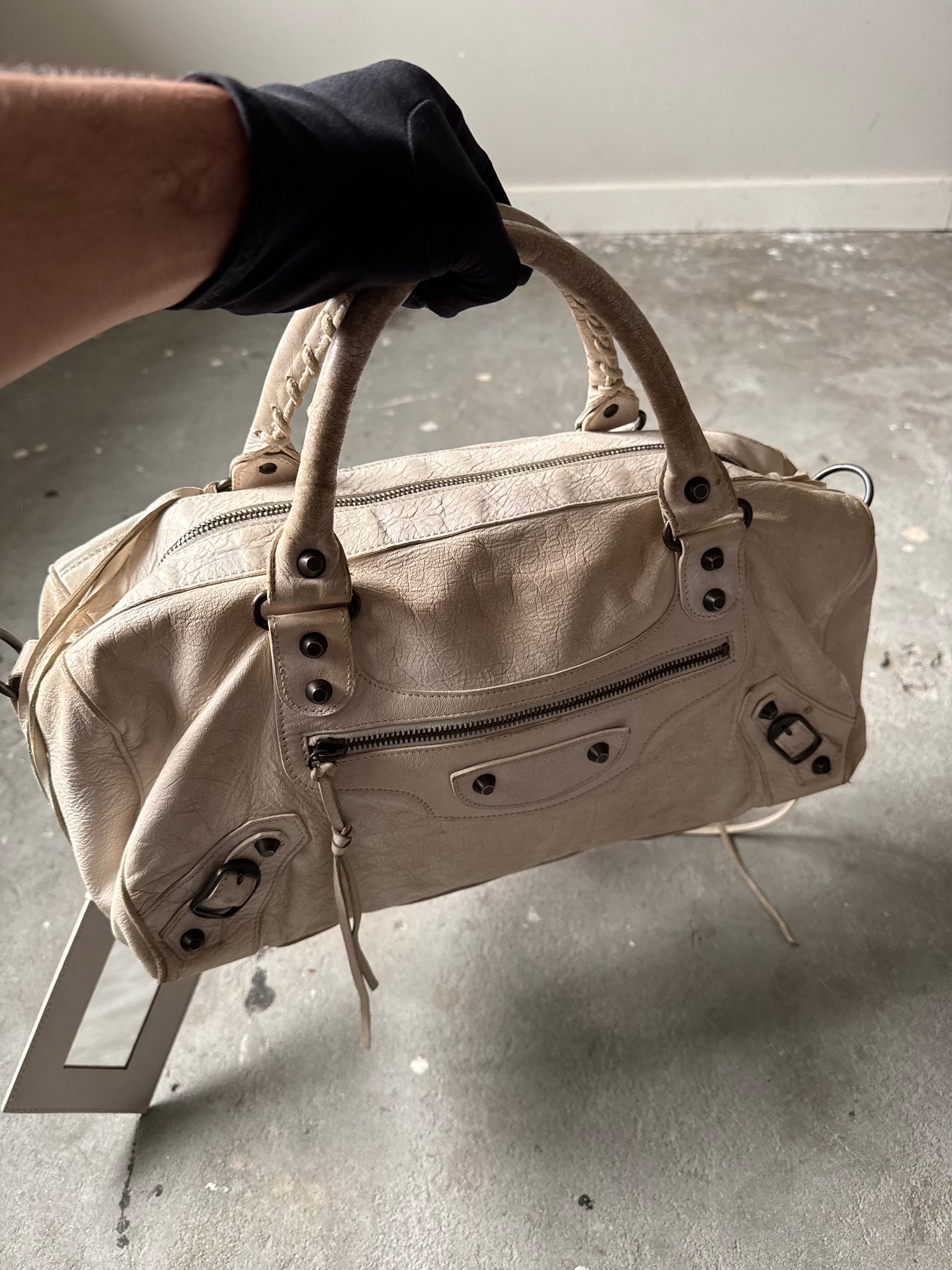 Balenciaga Twiggy City Shoulder Bag Off-White