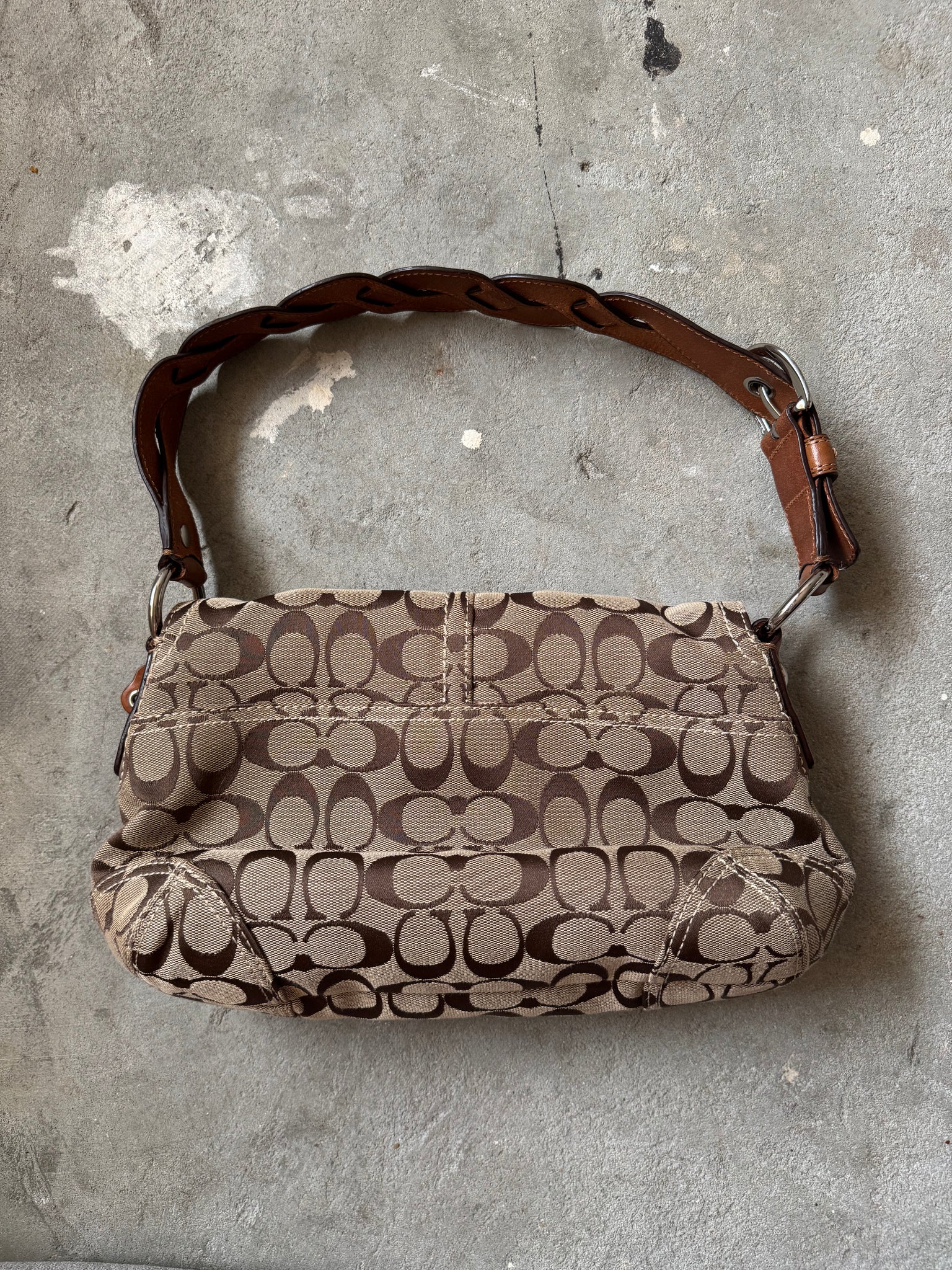 Coach Signature Soho Braided Shoulder Bag Beige/Brown