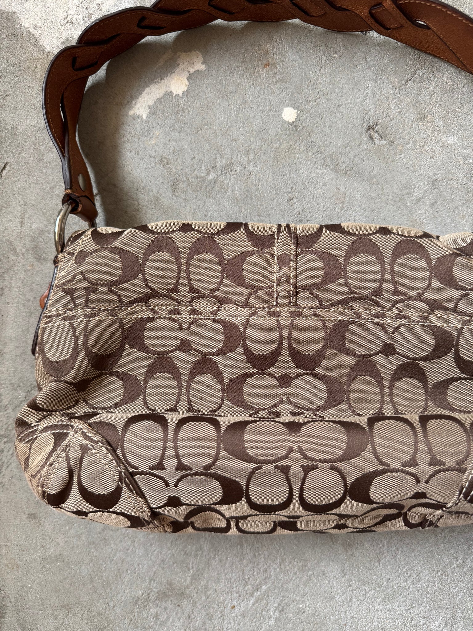 Coach Signature Soho Braided Shoulder Bag Beige/Brown