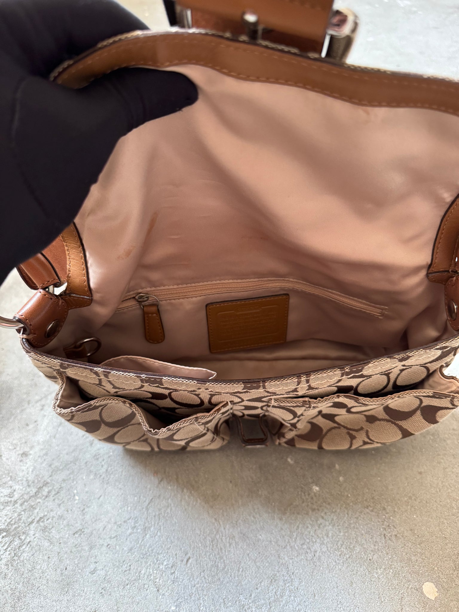 Coach Signature Soho Braided Shoulder Bag Beige/Brown