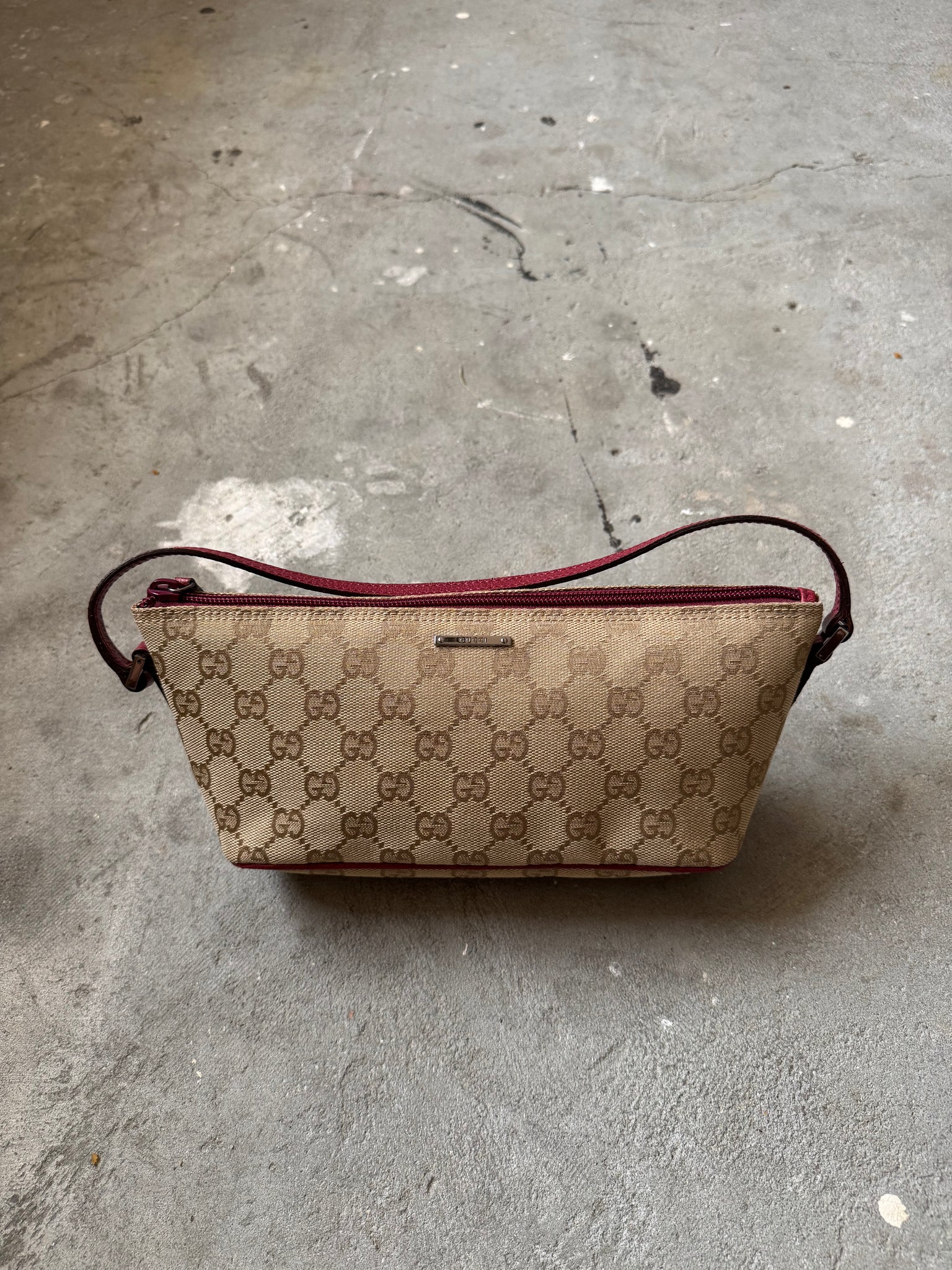 Gucci GG Monogram Pochette Boat Shoulder Bag Beige