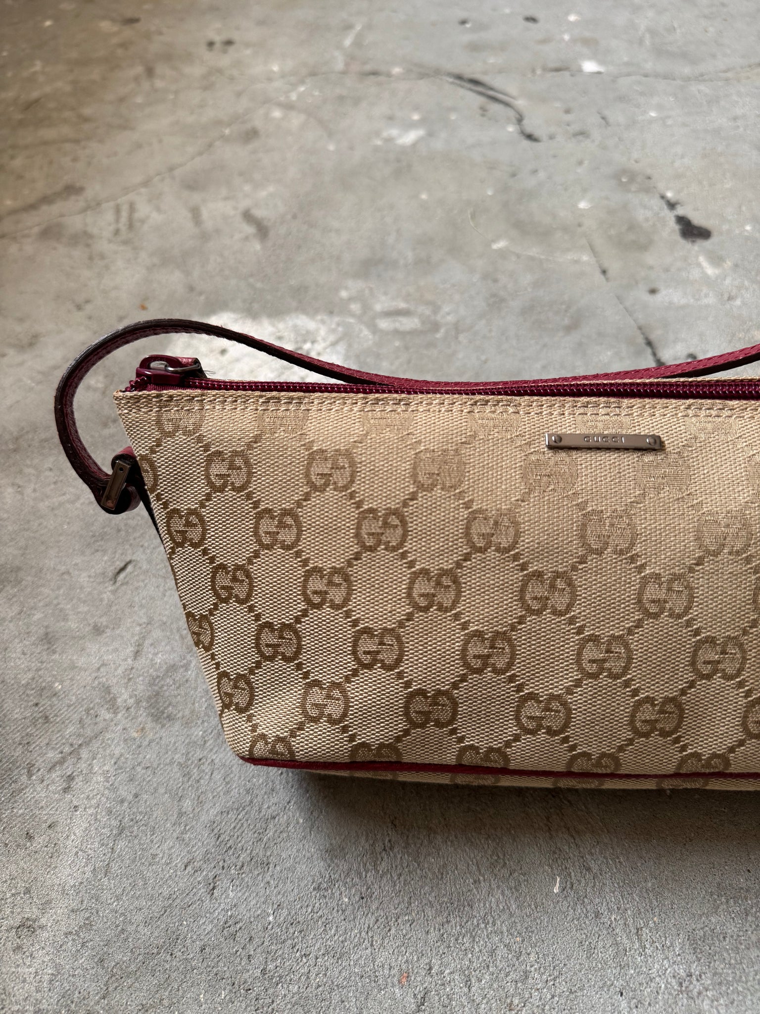 Gucci GG Monogram Pochette Boat Shoulder Bag Beige
