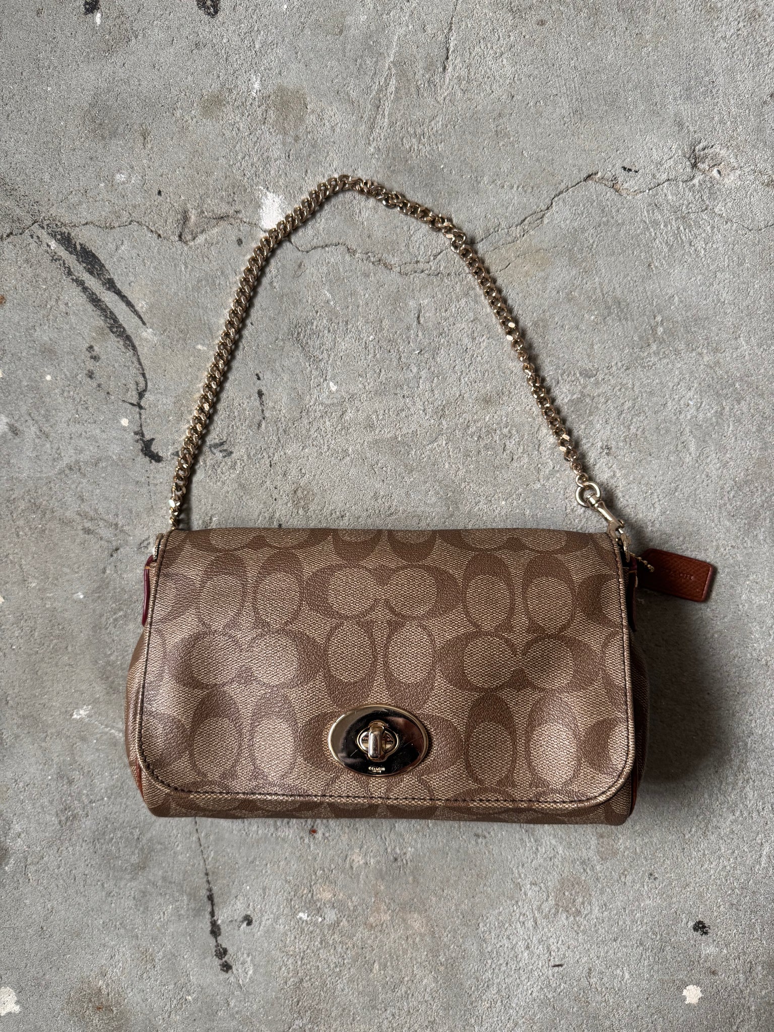 Coach Signature Ruby Canvas Shoulder Bag Brown