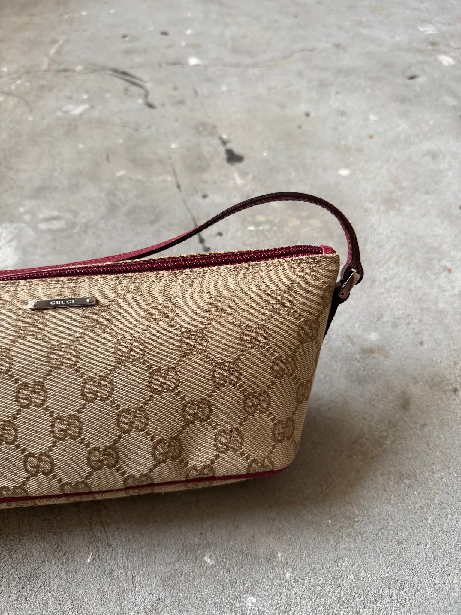 Gucci GG Monogram Pochette Boat Shoulder Bag Beige