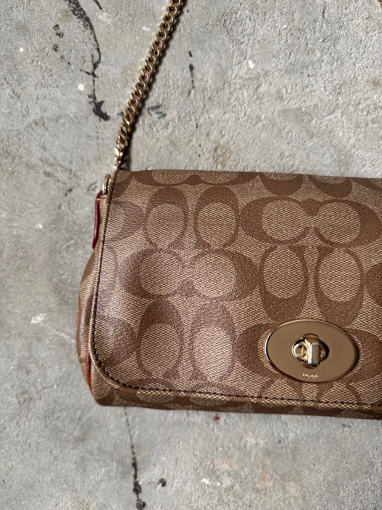 Coach Signature Ruby Canvas Shoulder Bag Brown