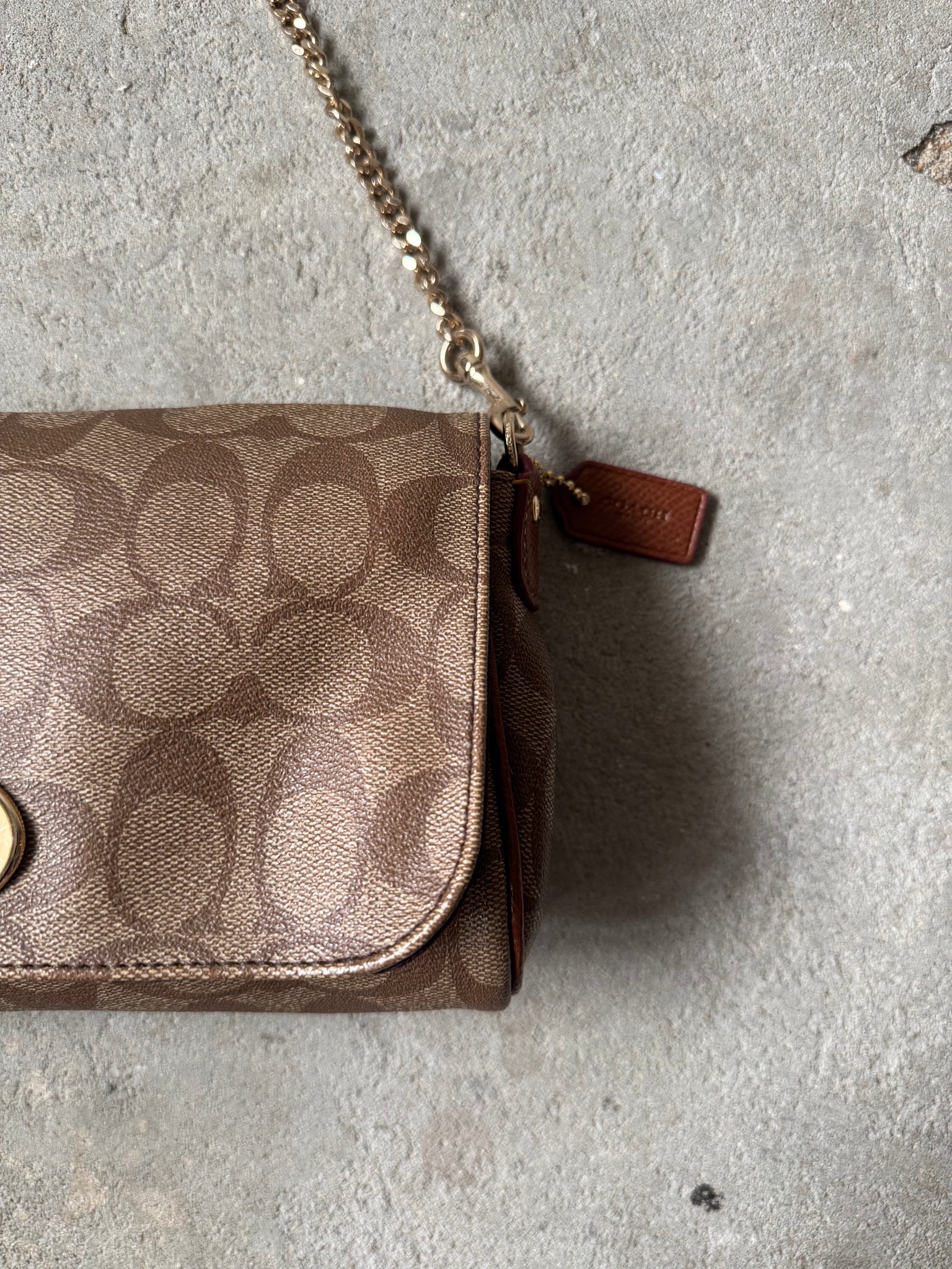 Coach Signature Ruby Canvas Shoulder Bag Brown