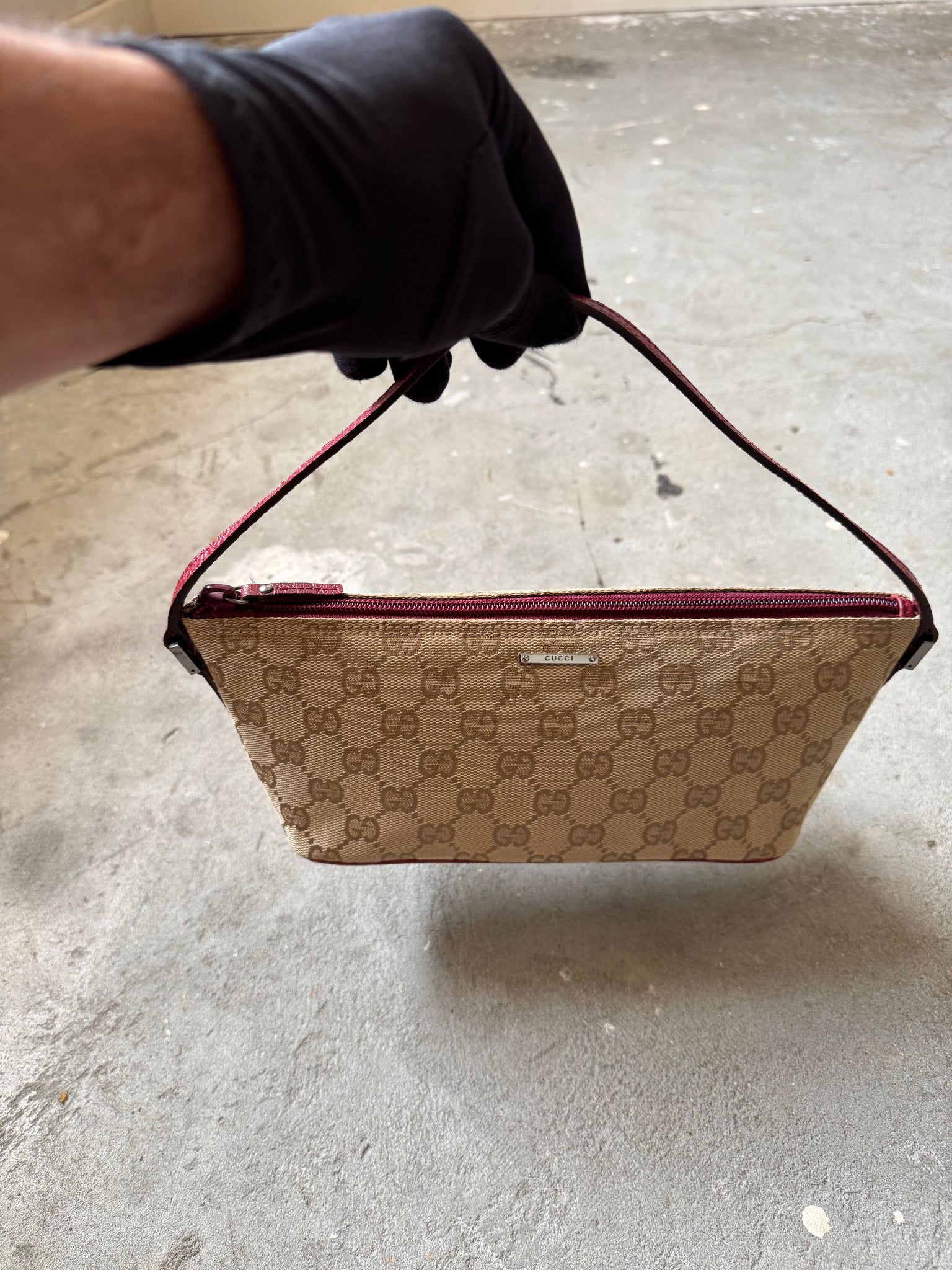 Gucci GG Monogram Pochette Boat Shoulder Bag Beige