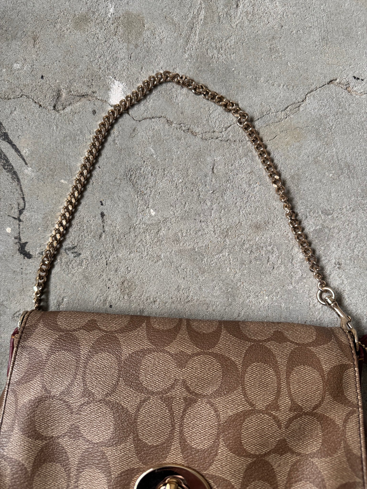Coach Signature Ruby Canvas Shoulder Bag Brown