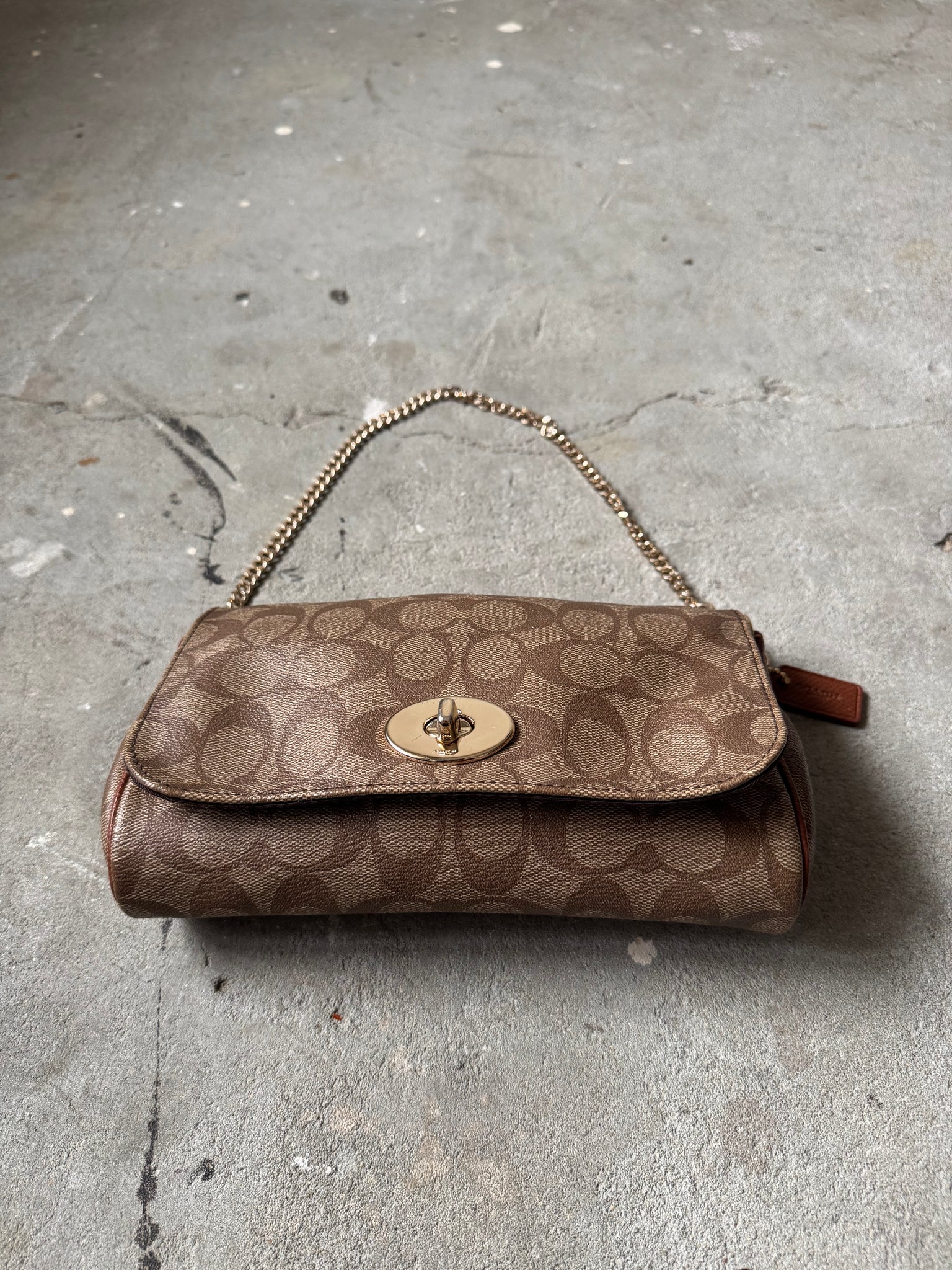 Coach Signature Ruby Canvas Shoulder Bag Brown