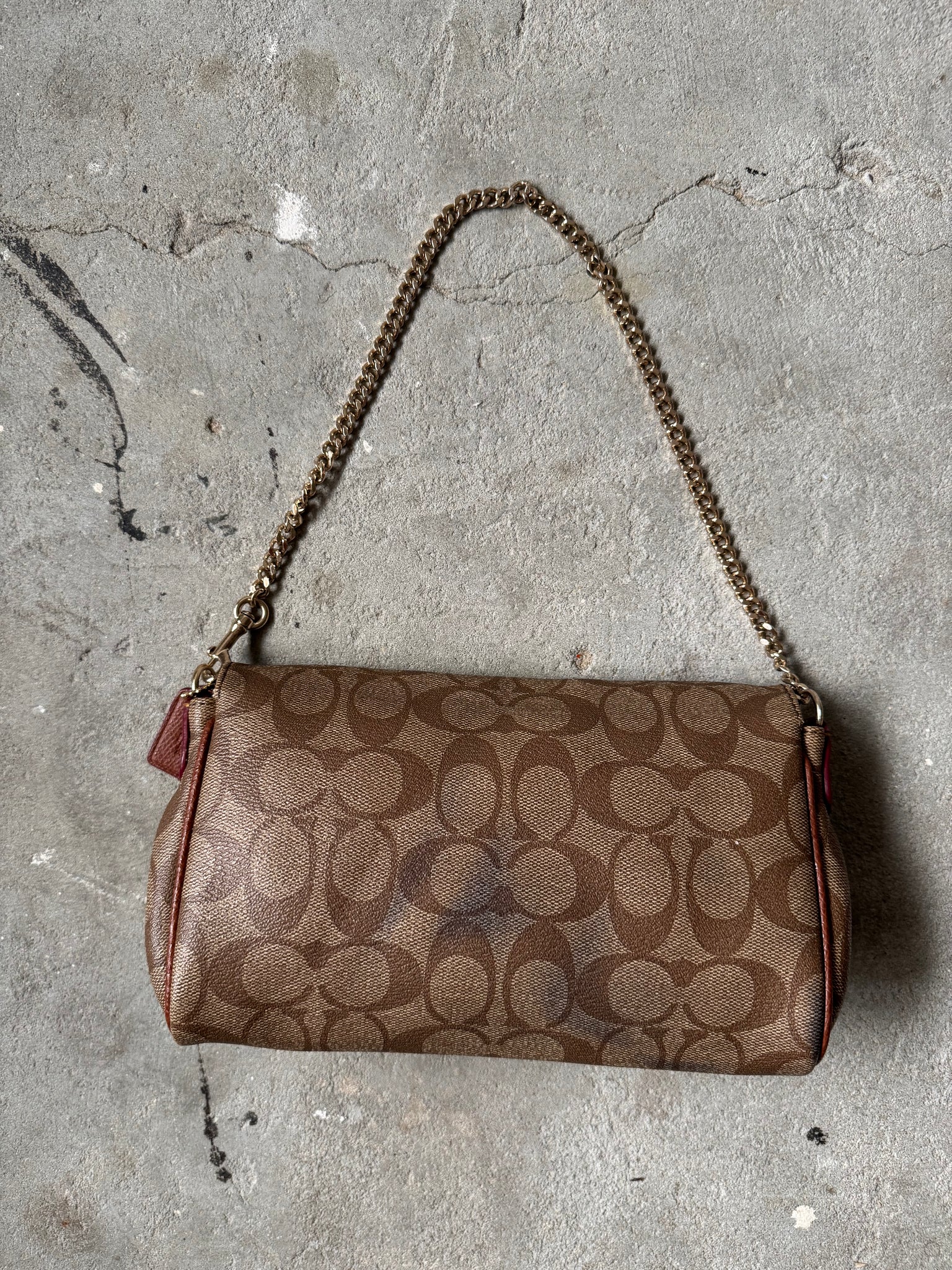 Coach Signature Ruby Canvas Shoulder Bag Brown