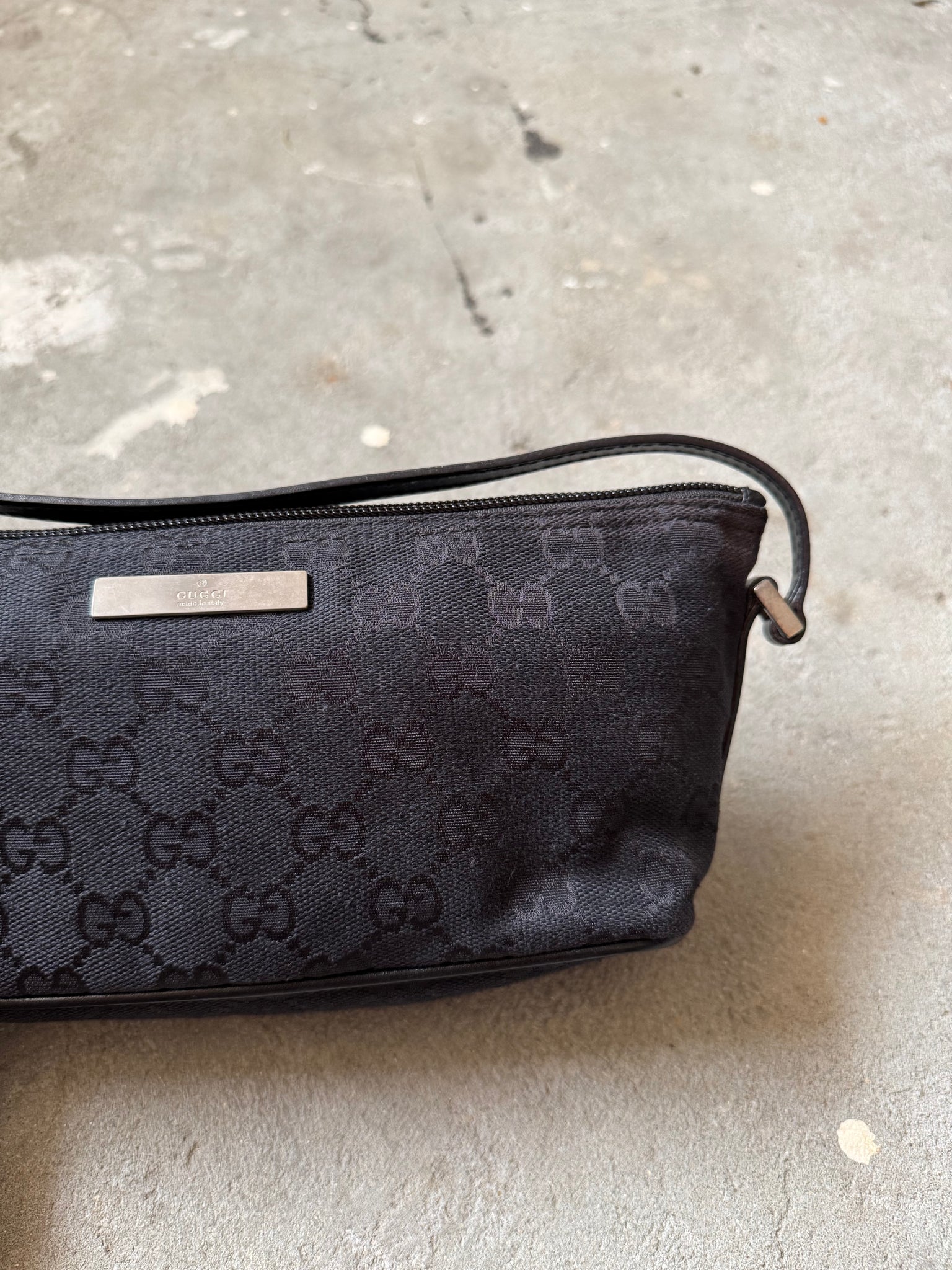 Gucci GG Monogram Pochette Boat Shoulder Bag Black
