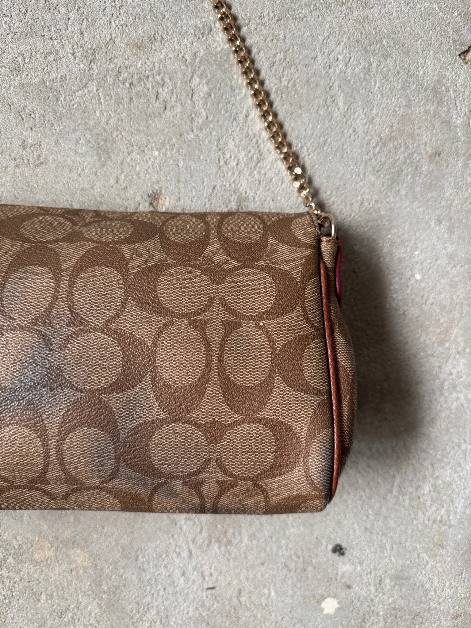 Coach Signature Ruby Canvas Shoulder Bag Brown