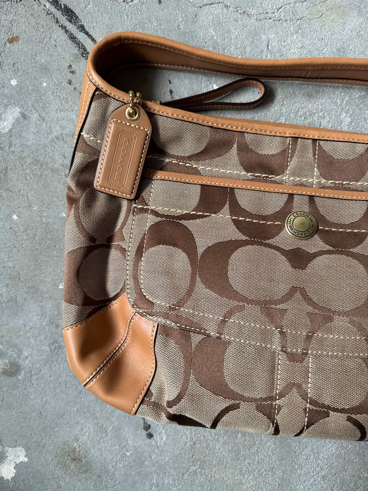 Coach Signature Ergo Shoulder Bag Beige/Brown