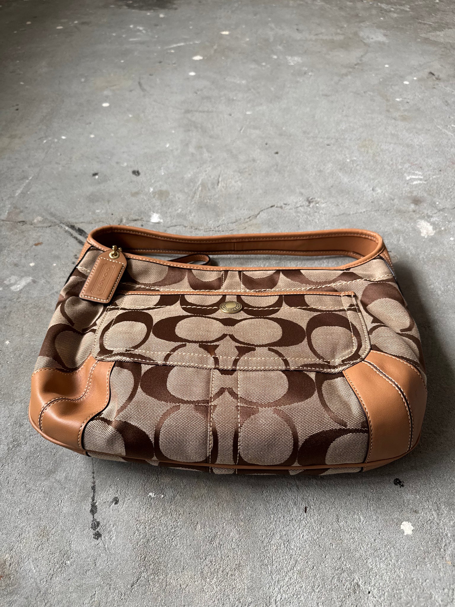 Coach Signature Ergo Shoulder Bag Beige/Brown