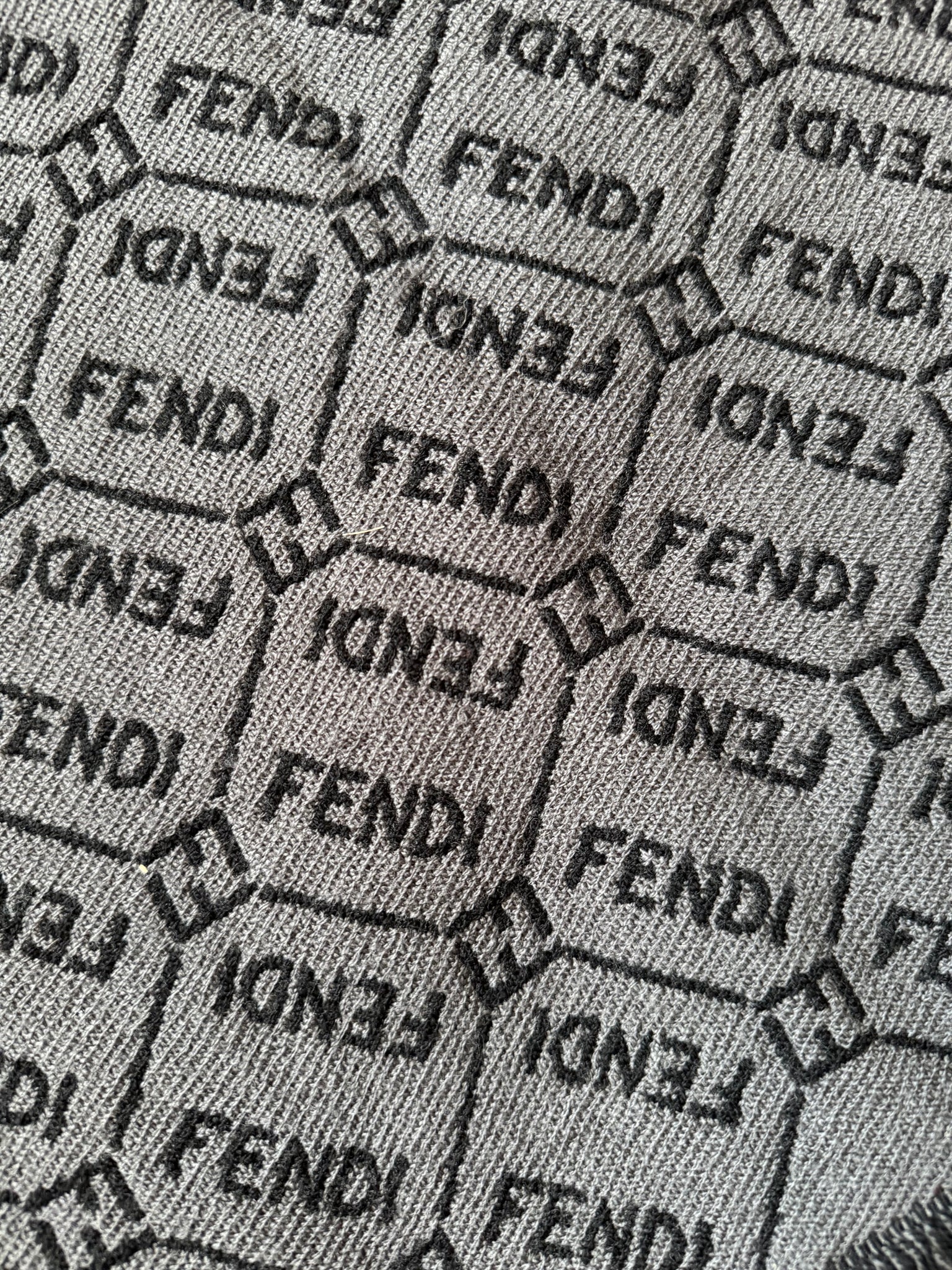 Fendi FF Logo Wool Scarf Grey/Black