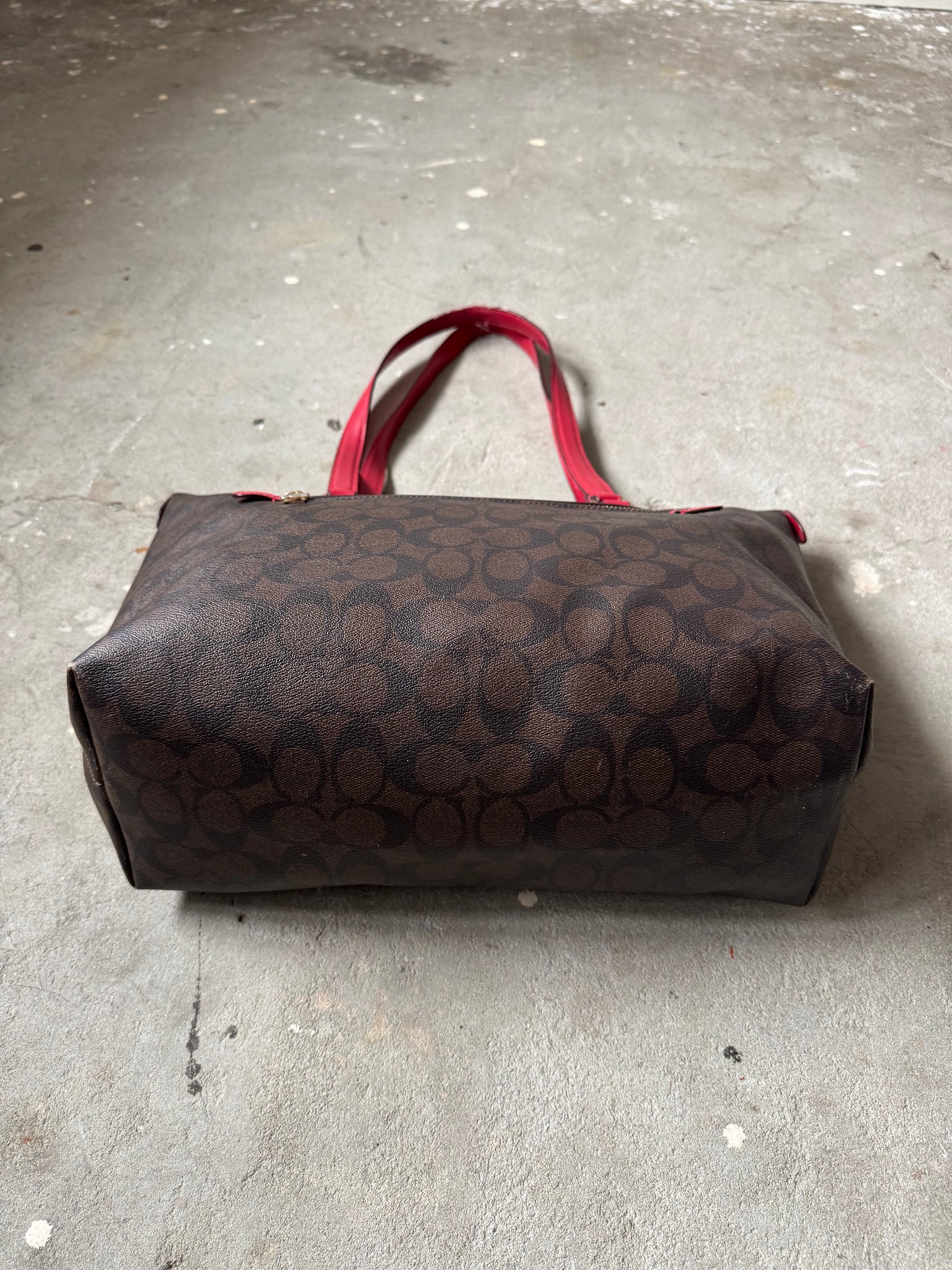Coach Signature PVC Shoulder Bag Brown/Red (PROMO $1 ITEM)