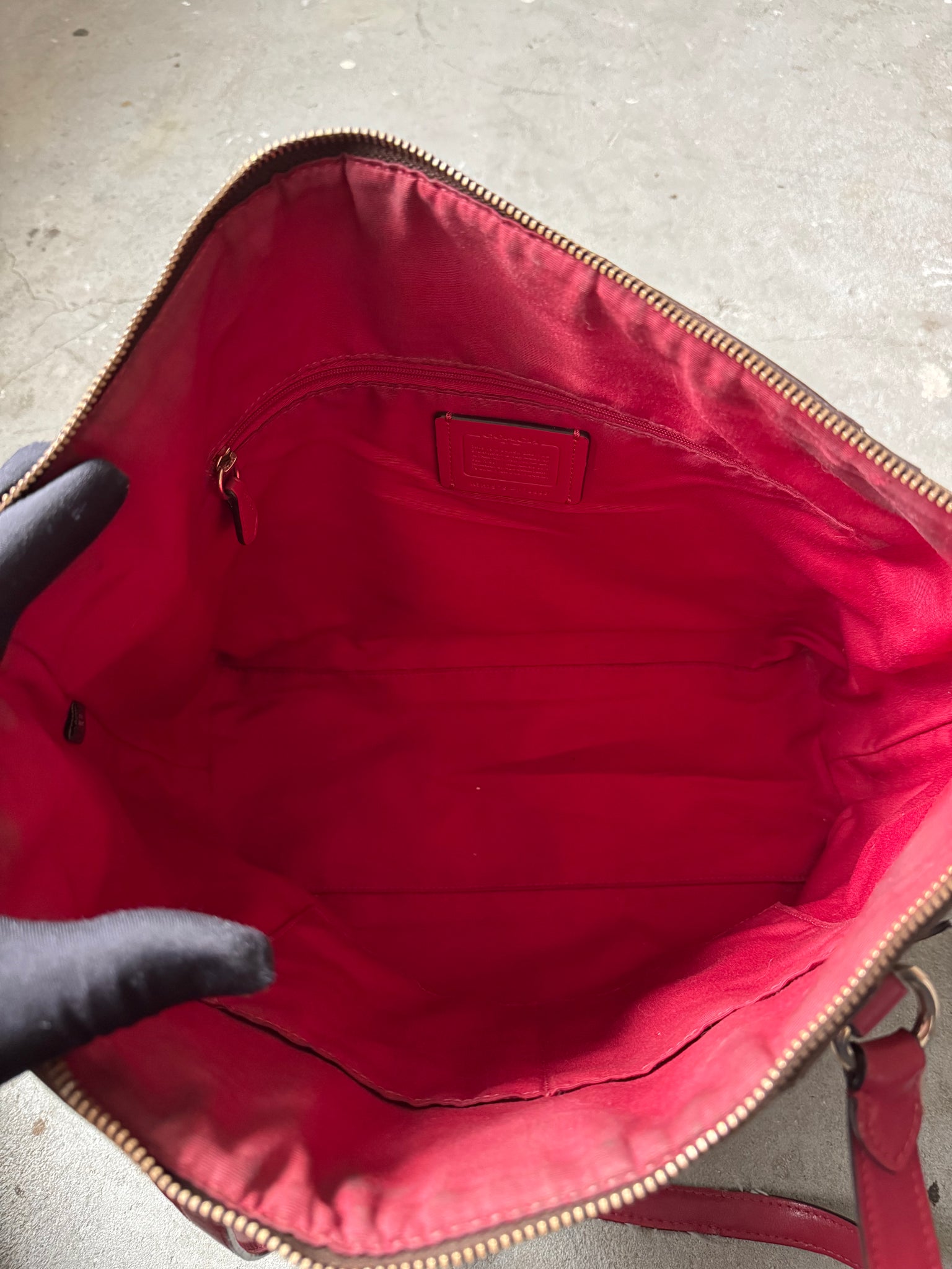 Coach Signature PVC Shoulder Bag Brown/Red (PROMO $1 ITEM)