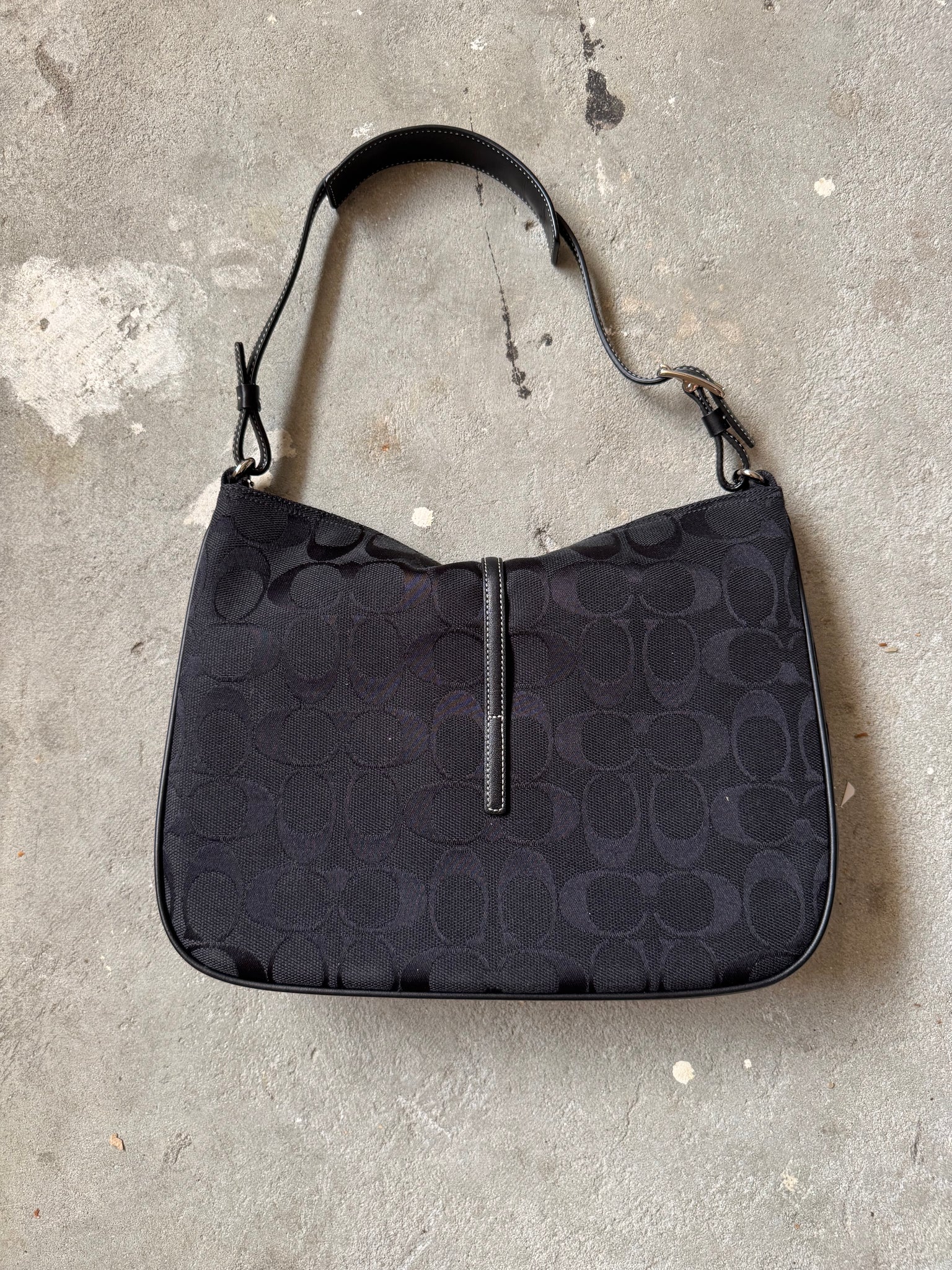 Coach Hobo Signature Clip Canvas Handbag 'Black'