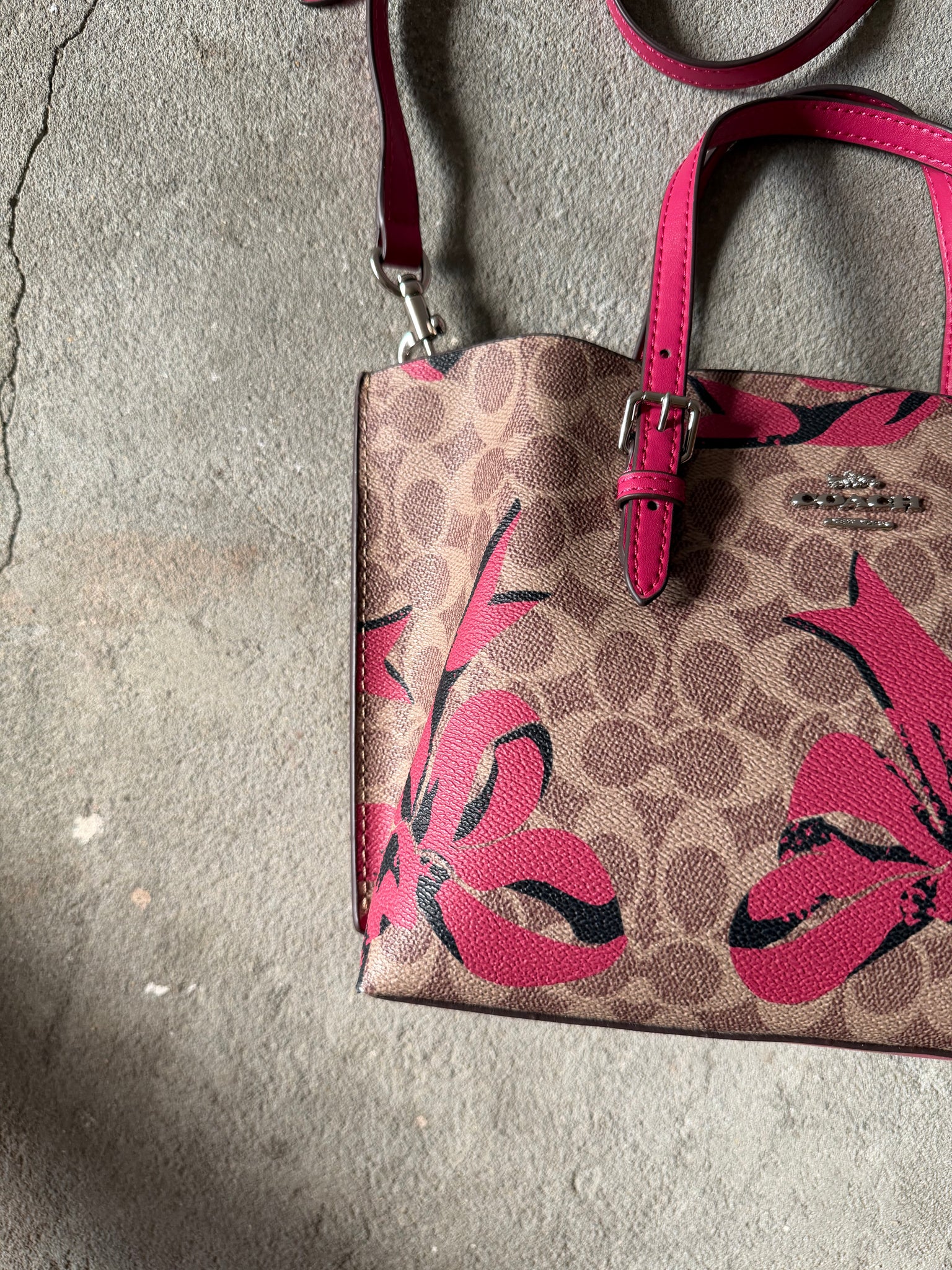 Coach 2Way Signature Mollie 25 Ribbon Tote Bag Beige/Pink – Curated by ...
