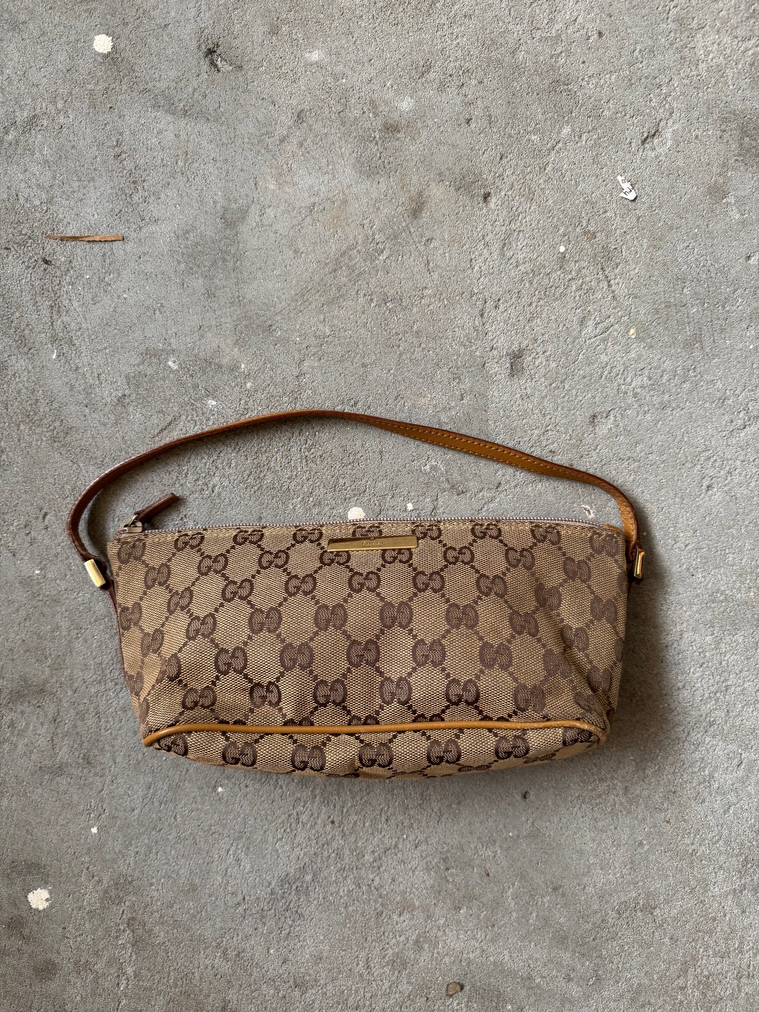 Gucci GG Monogram Pochette Boat Shoulder Bag Beige