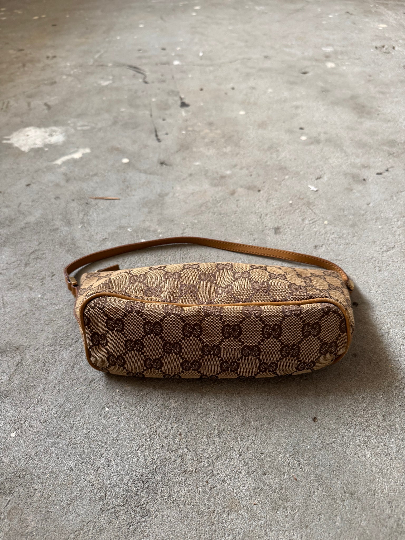 Gucci GG Monogram Pochette Boat Shoulder Bag Beige