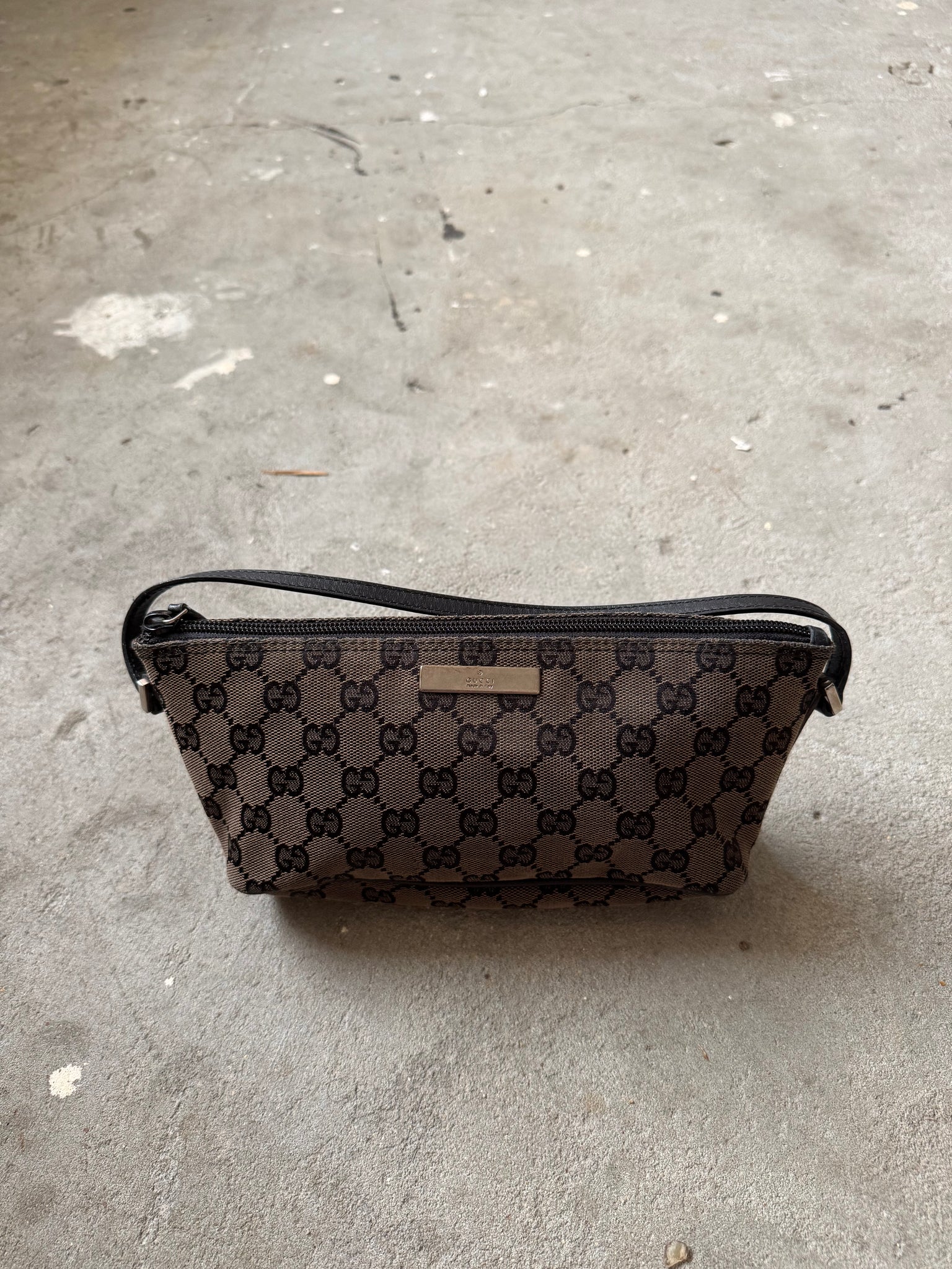 Gucci GG Monogram Pochette Boat Shoulder Bag Black
