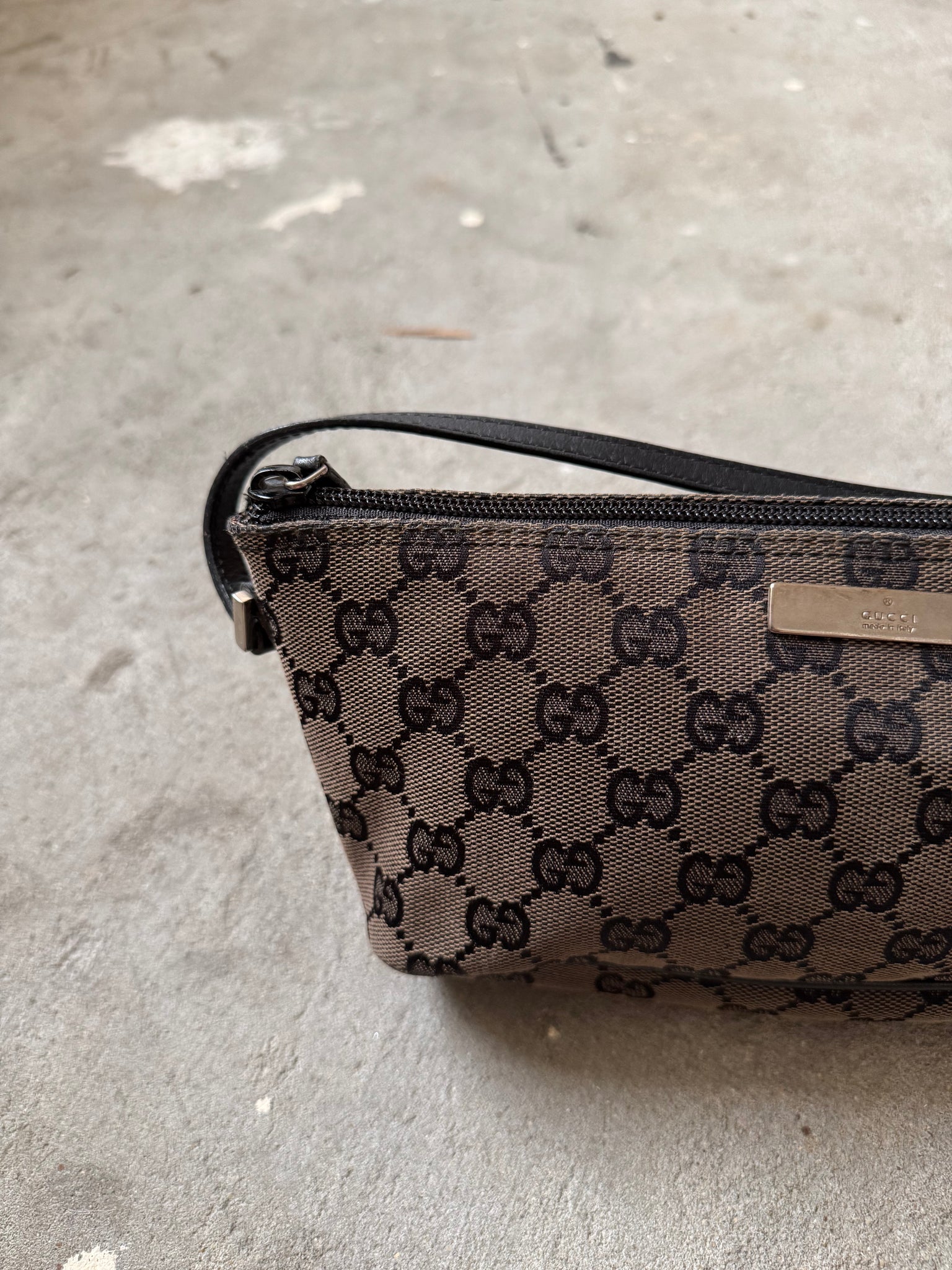 Gucci GG Monogram Pochette Boat Shoulder Bag Black