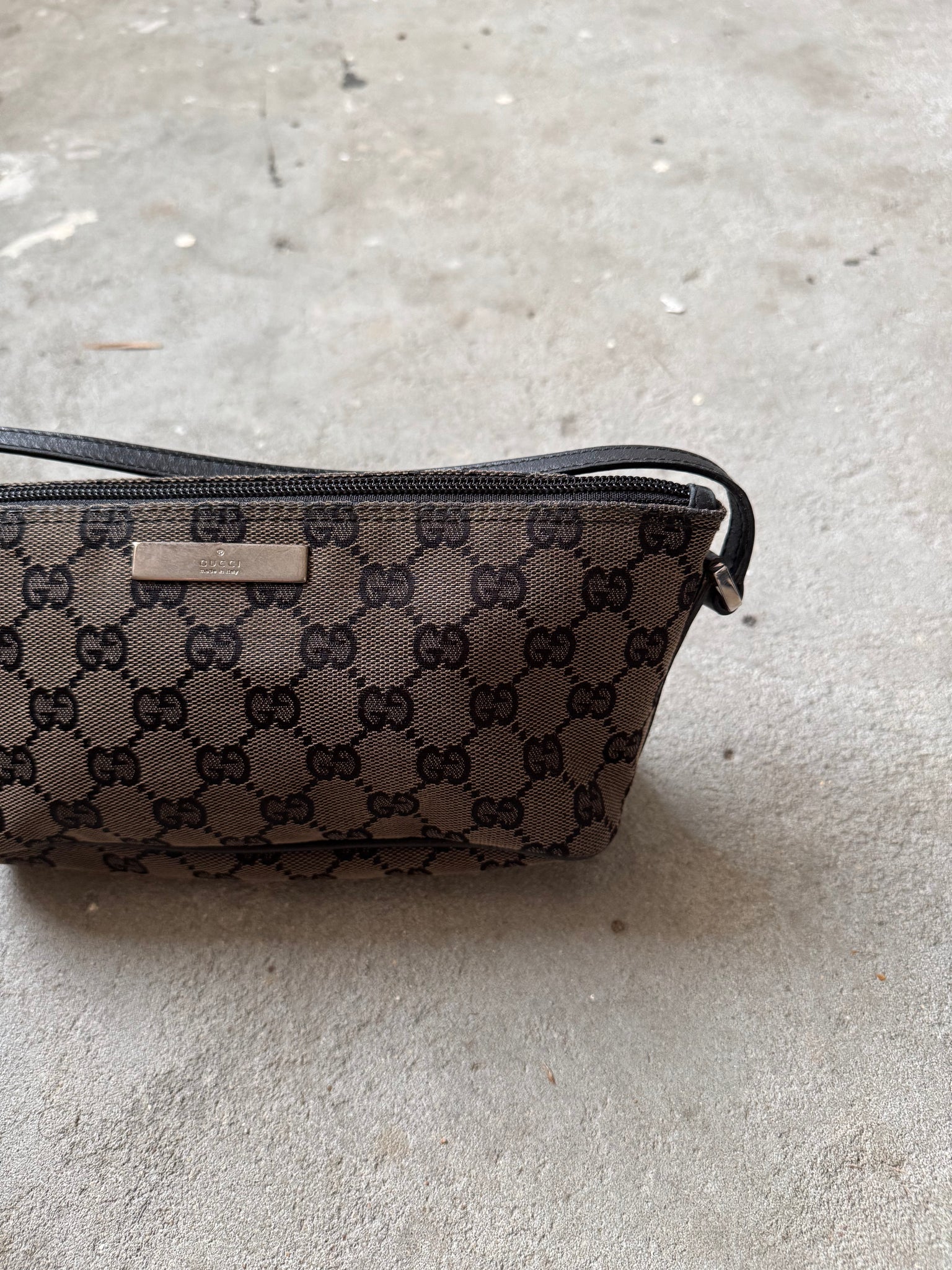Gucci GG Monogram Pochette Boat Shoulder Bag Black
