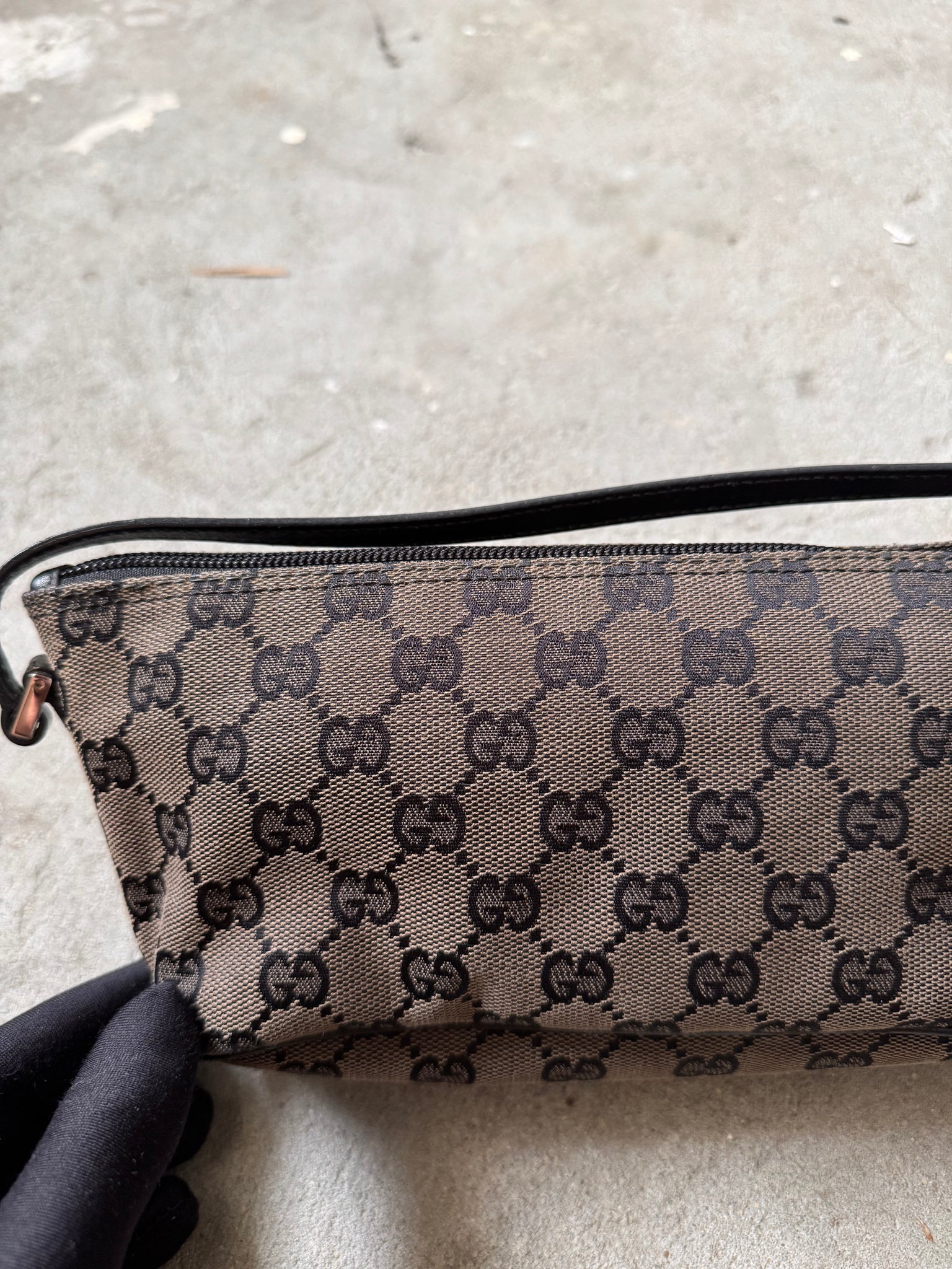 Gucci GG Monogram Pochette Boat Shoulder Bag Black