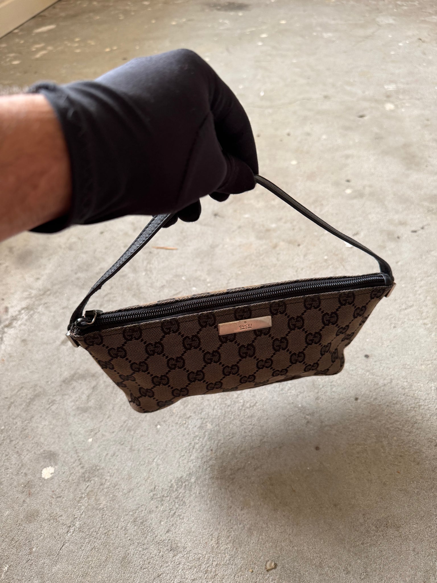 Gucci GG Monogram Pochette Boat Shoulder Bag Black