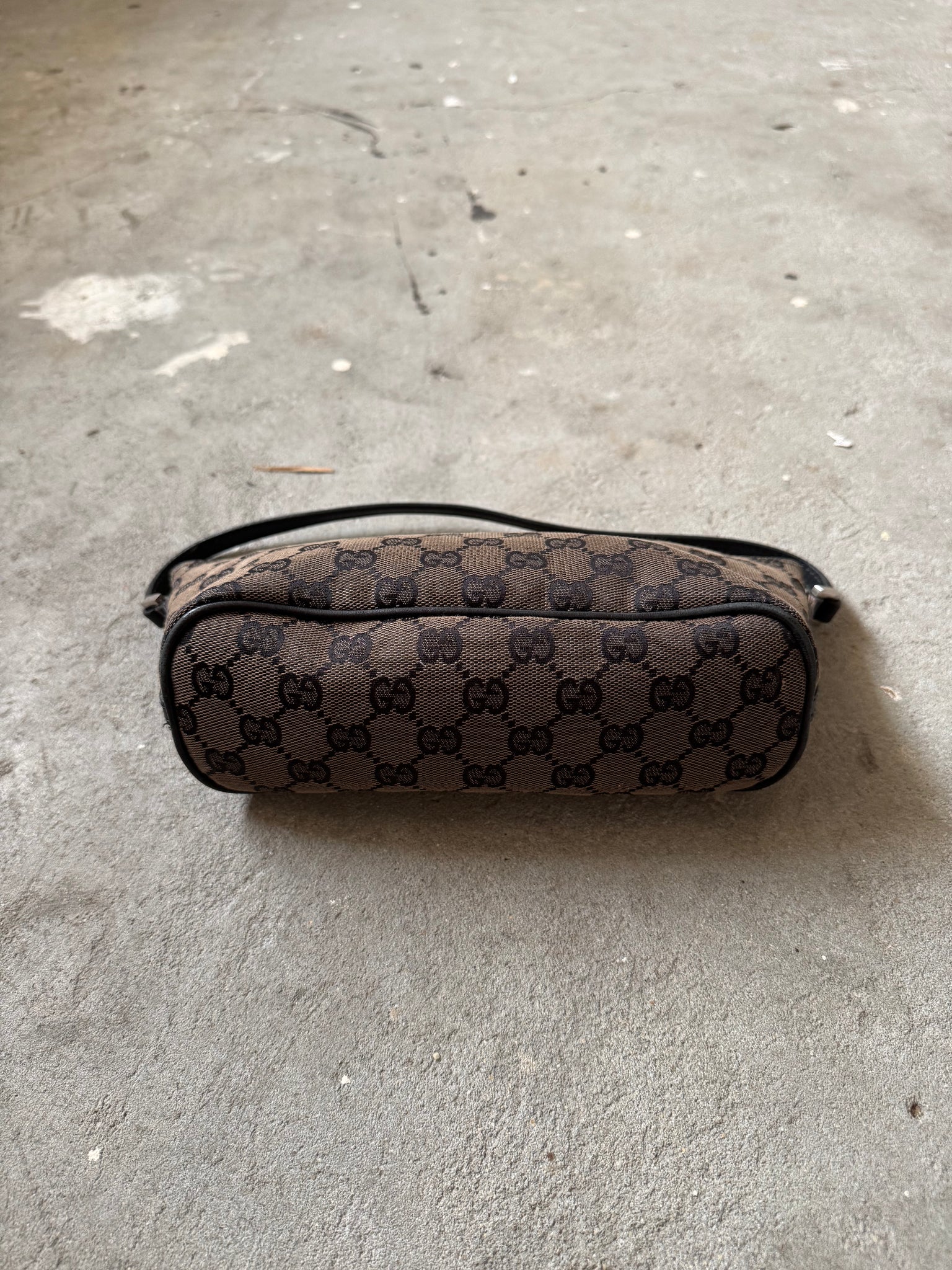 Gucci GG Monogram Pochette Boat Shoulder Bag Black