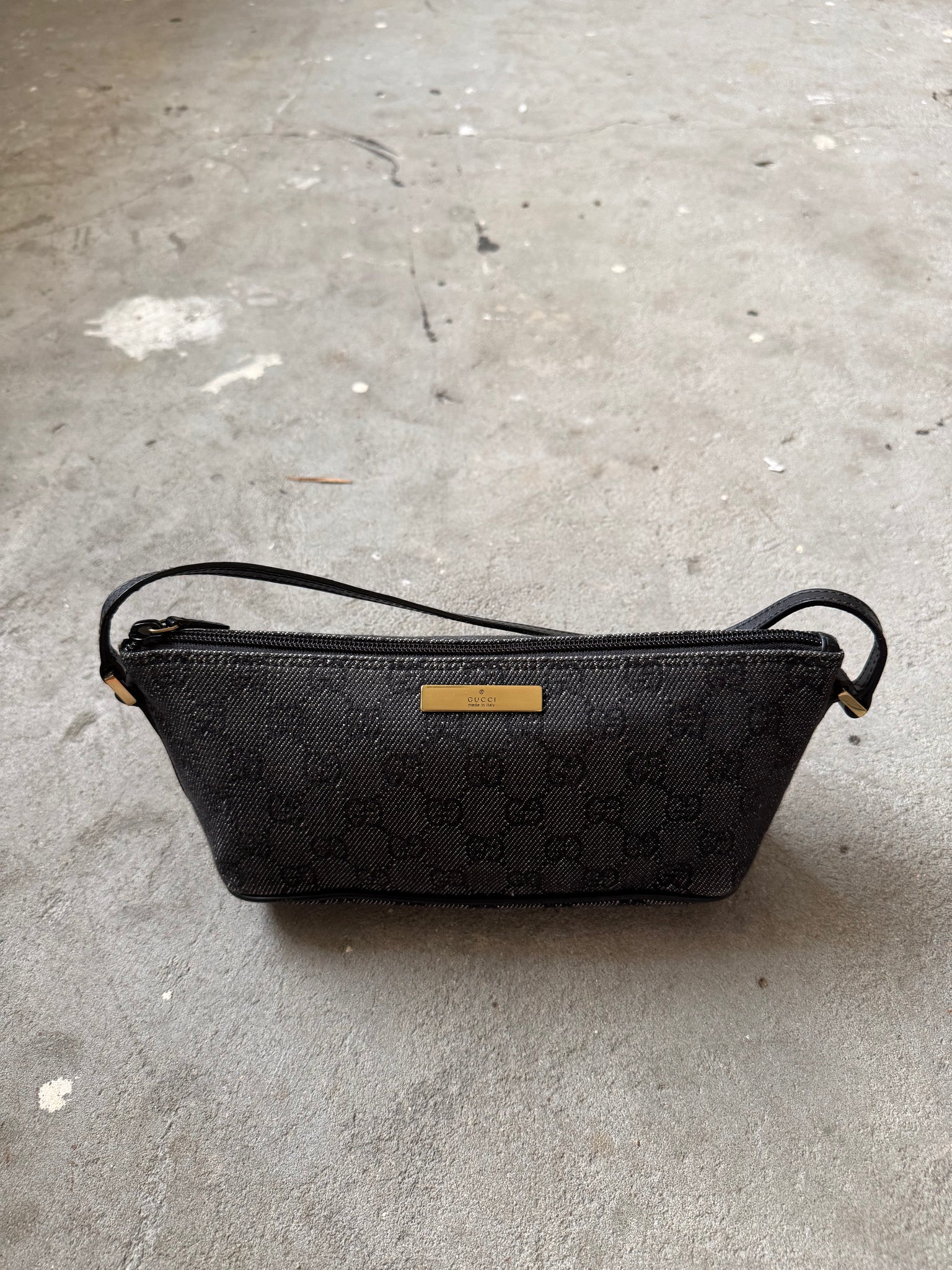 Gucci GG Monogram Pochette Boat Shoulder Bag Black