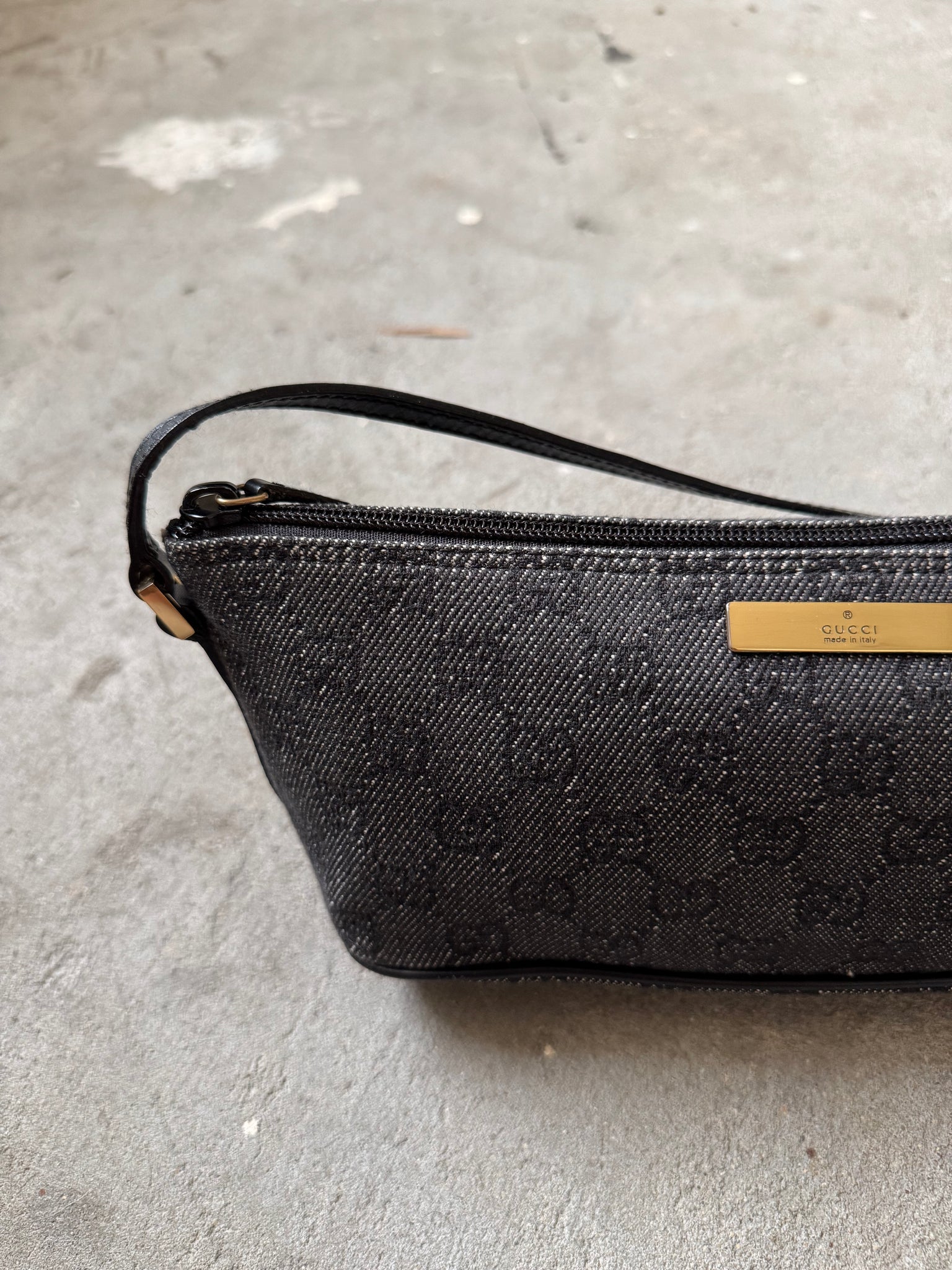 Gucci GG Monogram Pochette Boat Shoulder Bag Black