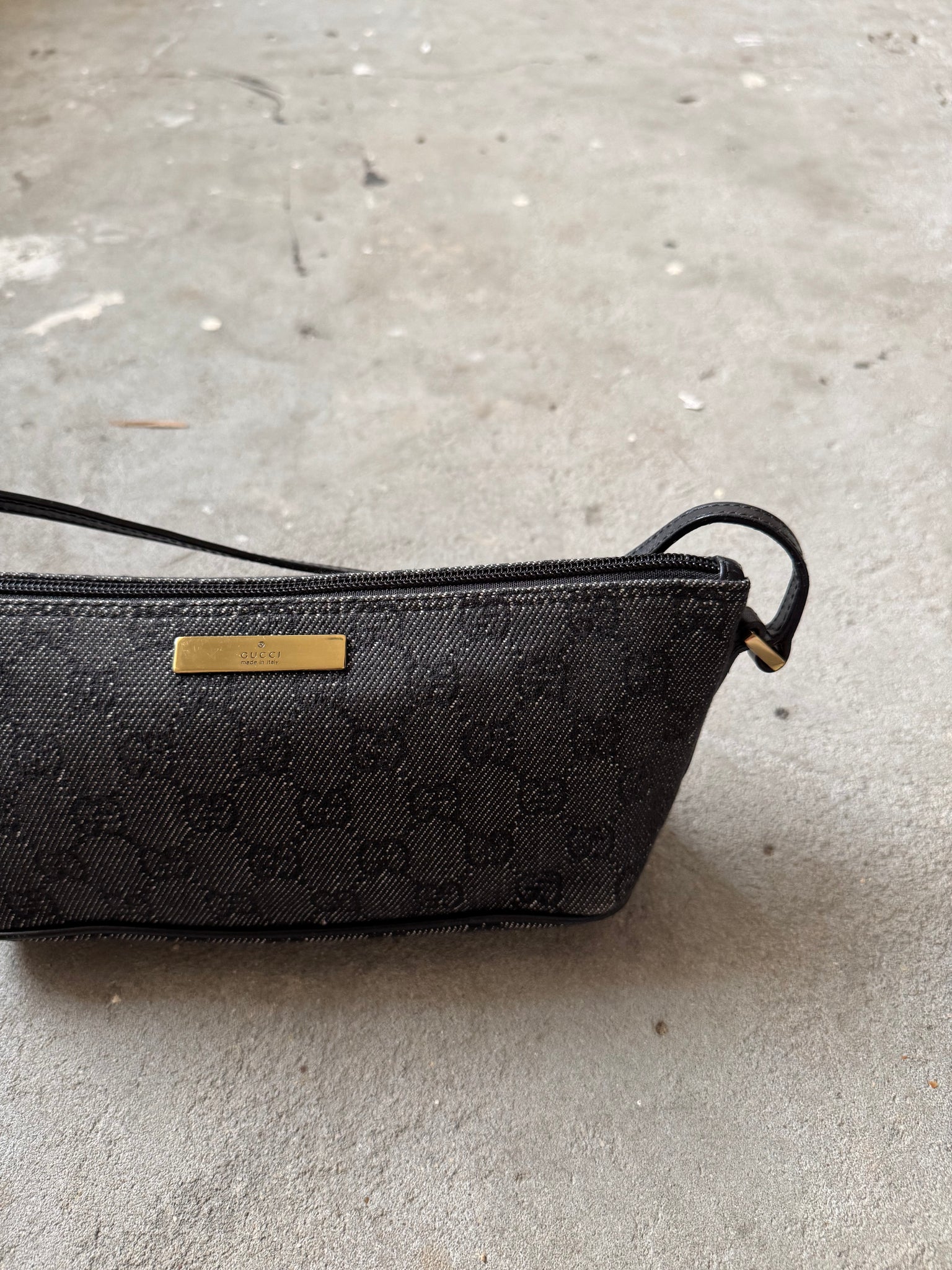 Gucci GG Monogram Pochette Boat Shoulder Bag Black