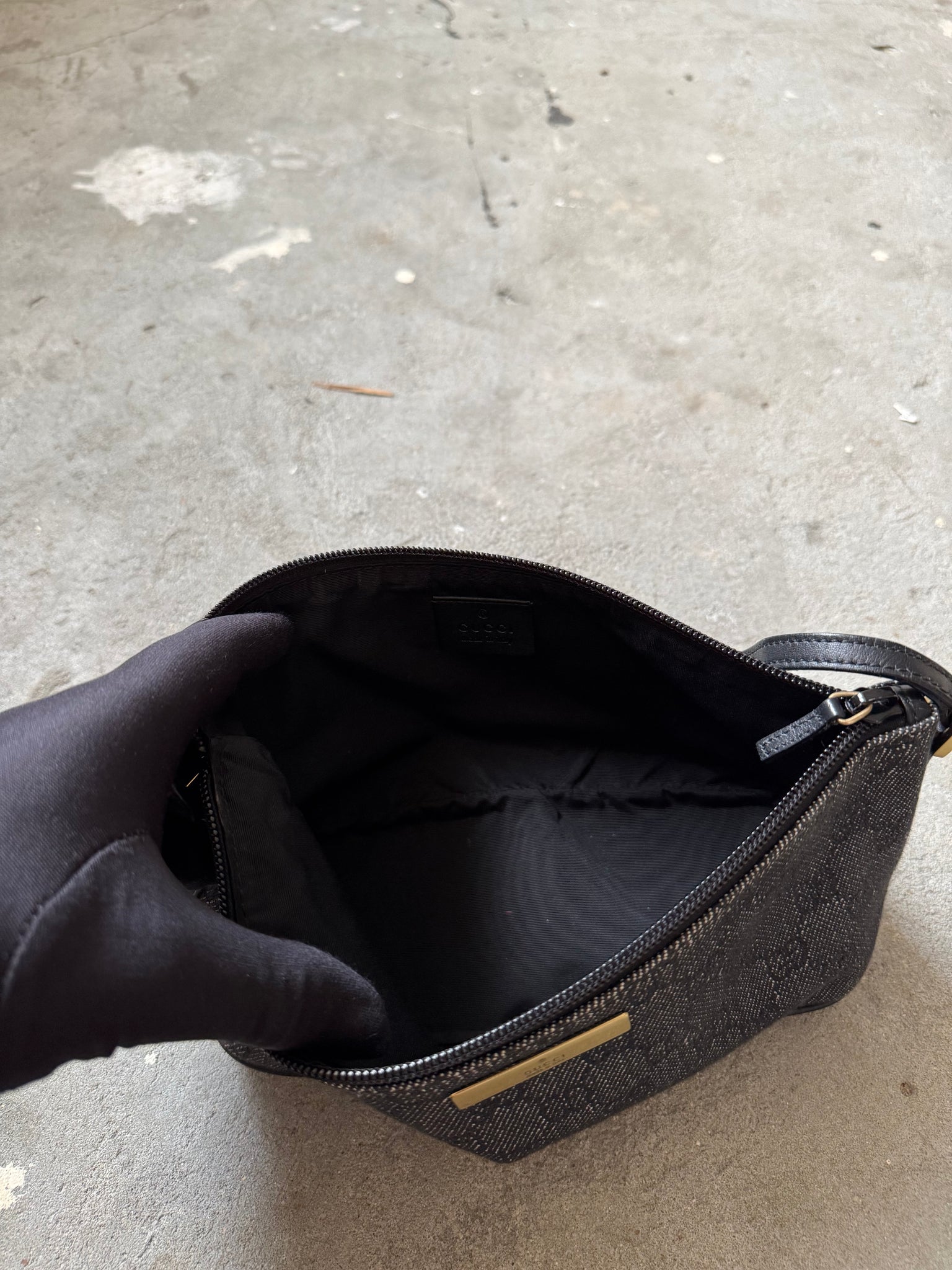 Gucci GG Monogram Pochette Boat Shoulder Bag Black