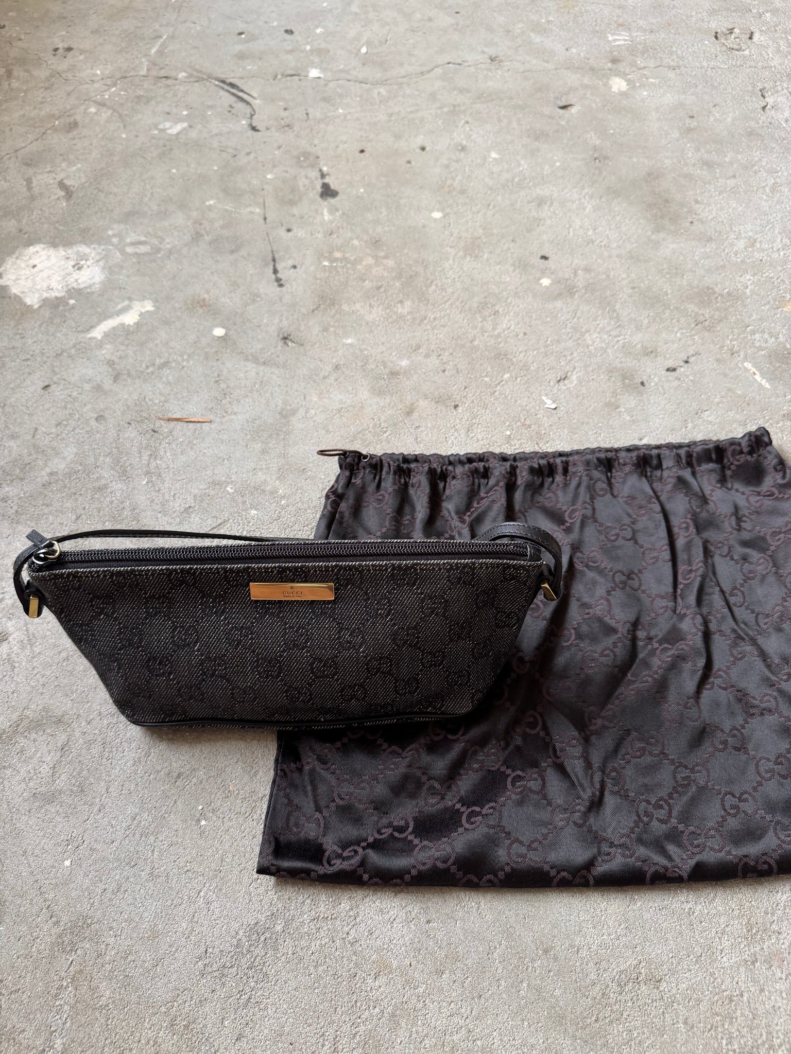 Gucci GG Monogram Pochette Boat Shoulder Bag Black