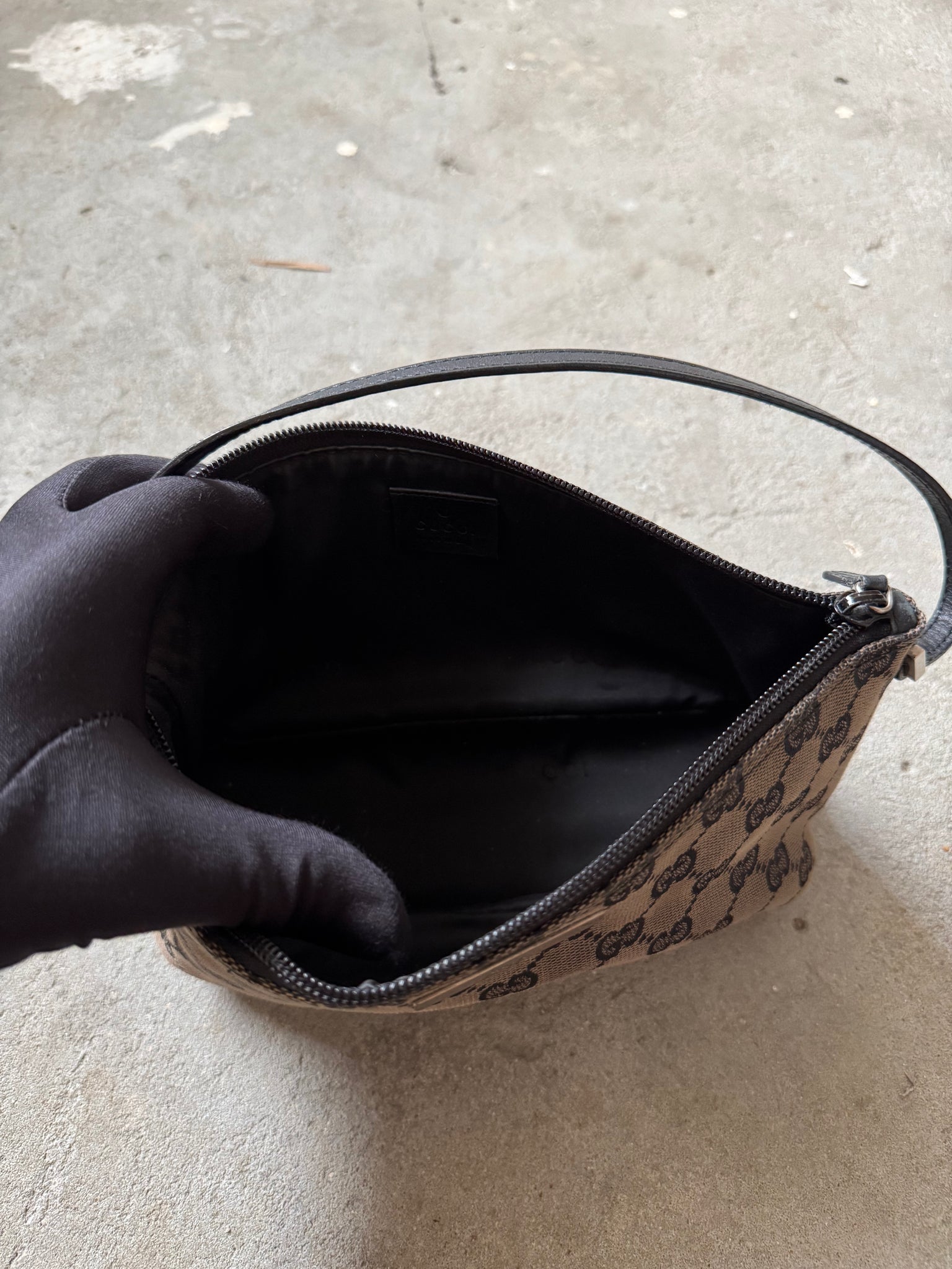Gucci GG Monogram Pochette Boat Shoulder Bag Black