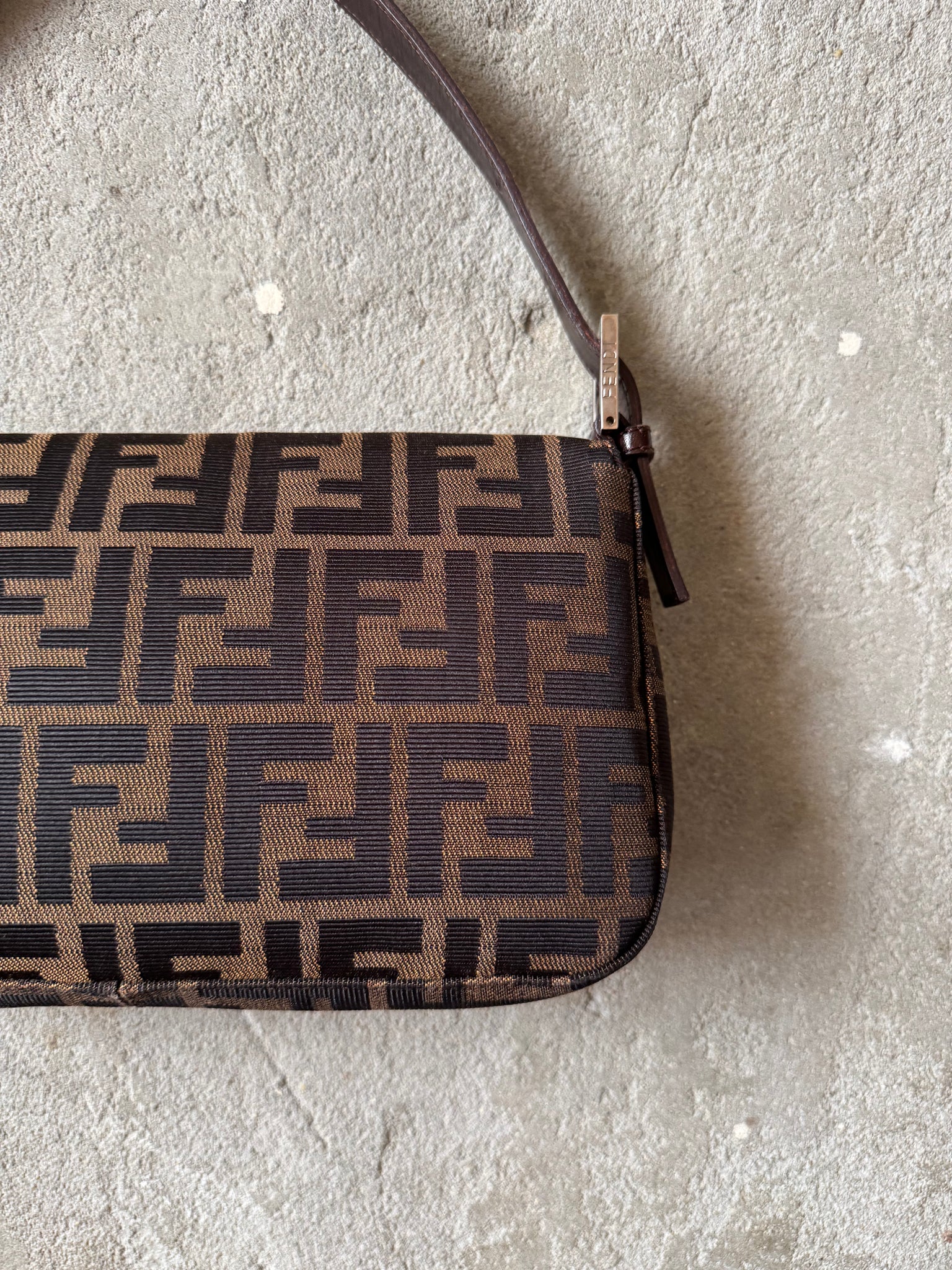 Fendi Zucca Print Baguette Bag Brown