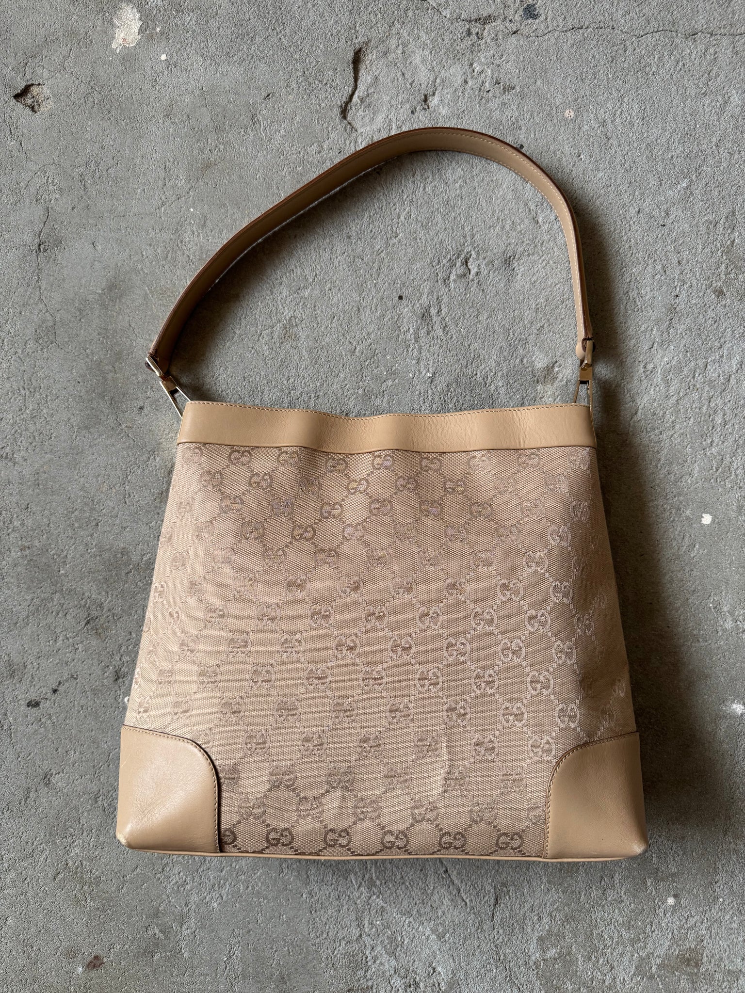 Gucci GG Monogram Bucket Shoulder Bag Cream