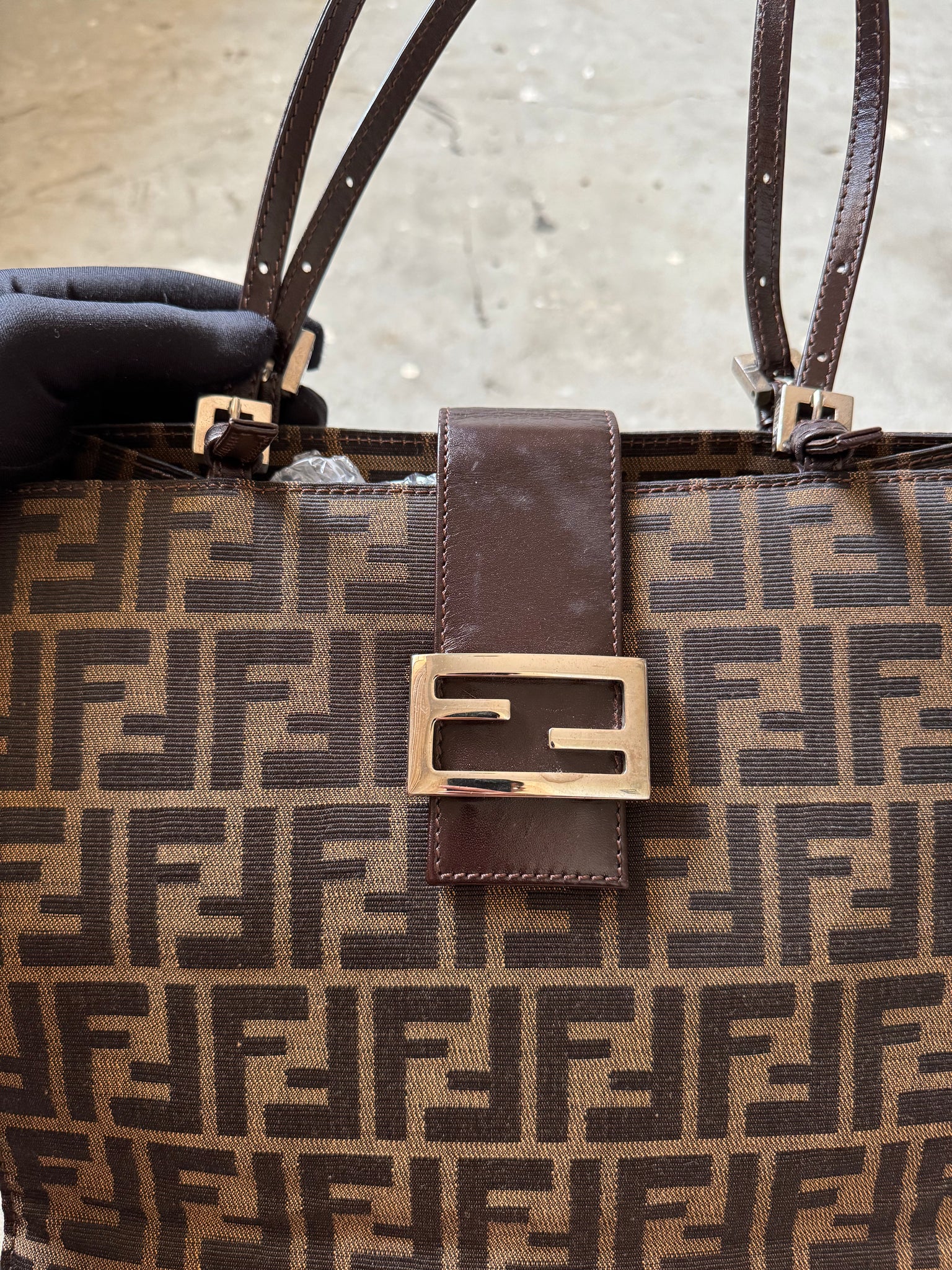 Fendi Zucca Canvas Mamma Tote Bag Brown