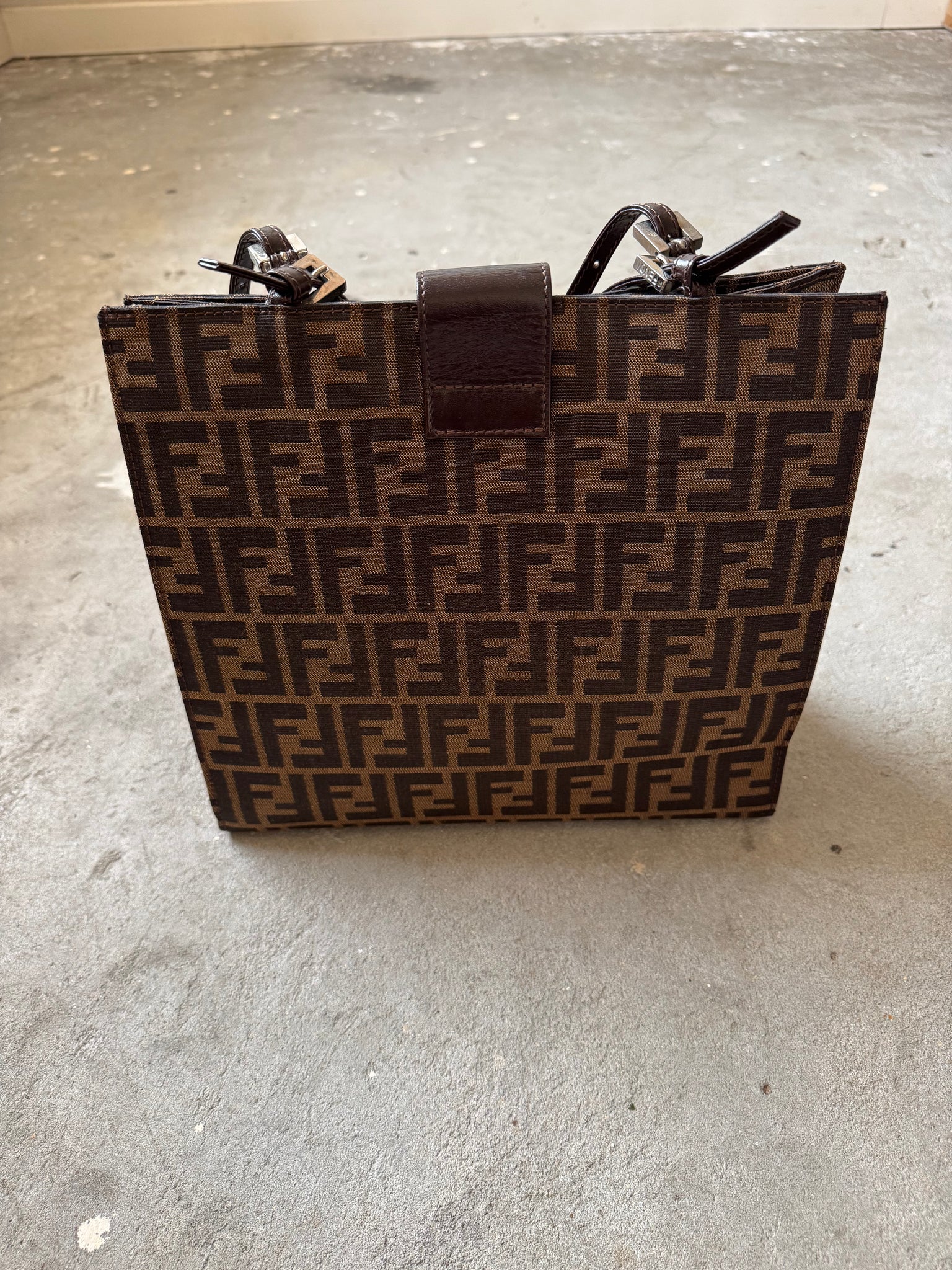 Fendi Zucca Canvas Mamma Tote Bag Brown