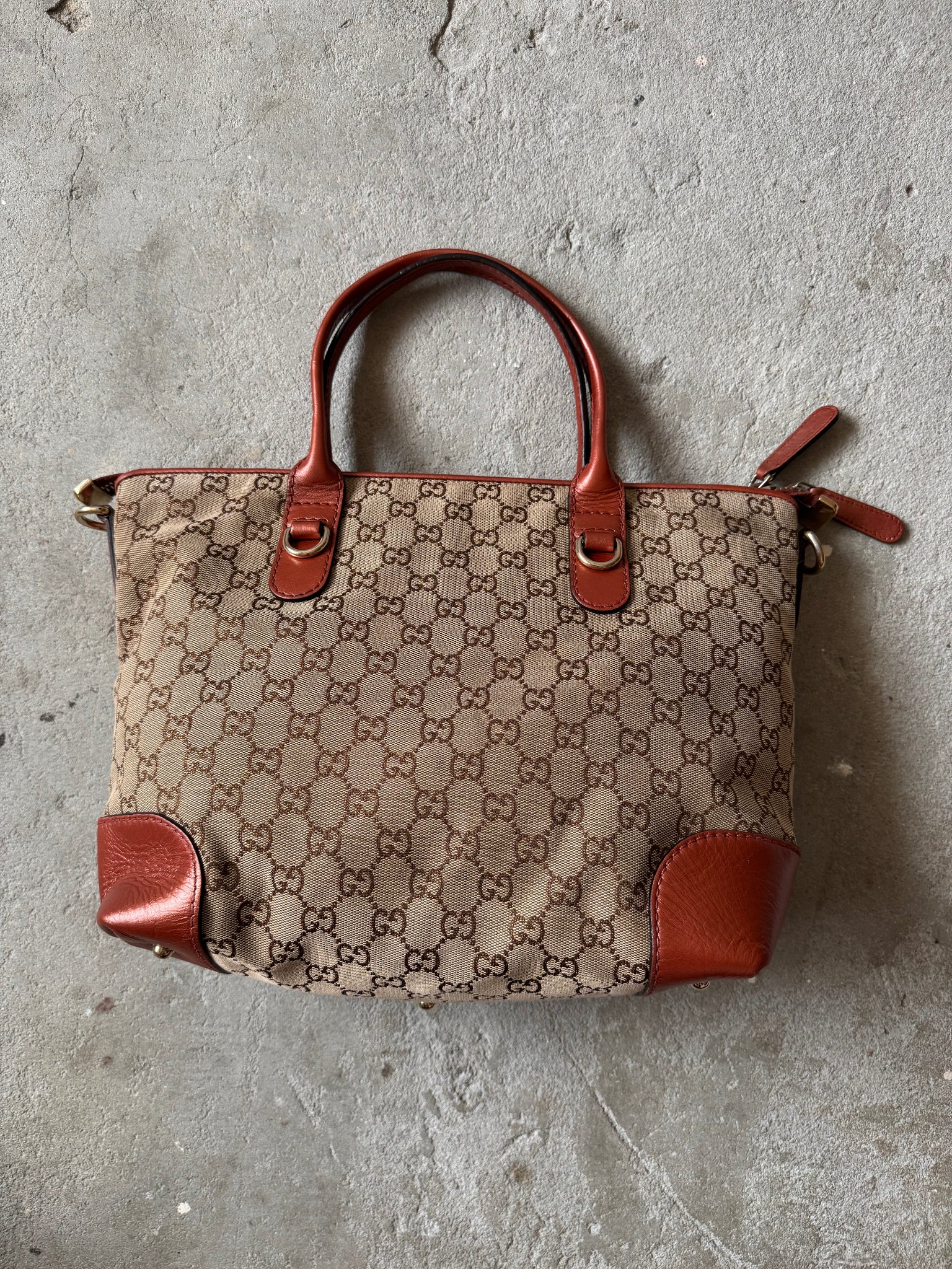 Gucci GG Monogram Canvas Heart Bit Shoulder Bag Beige/Orange
