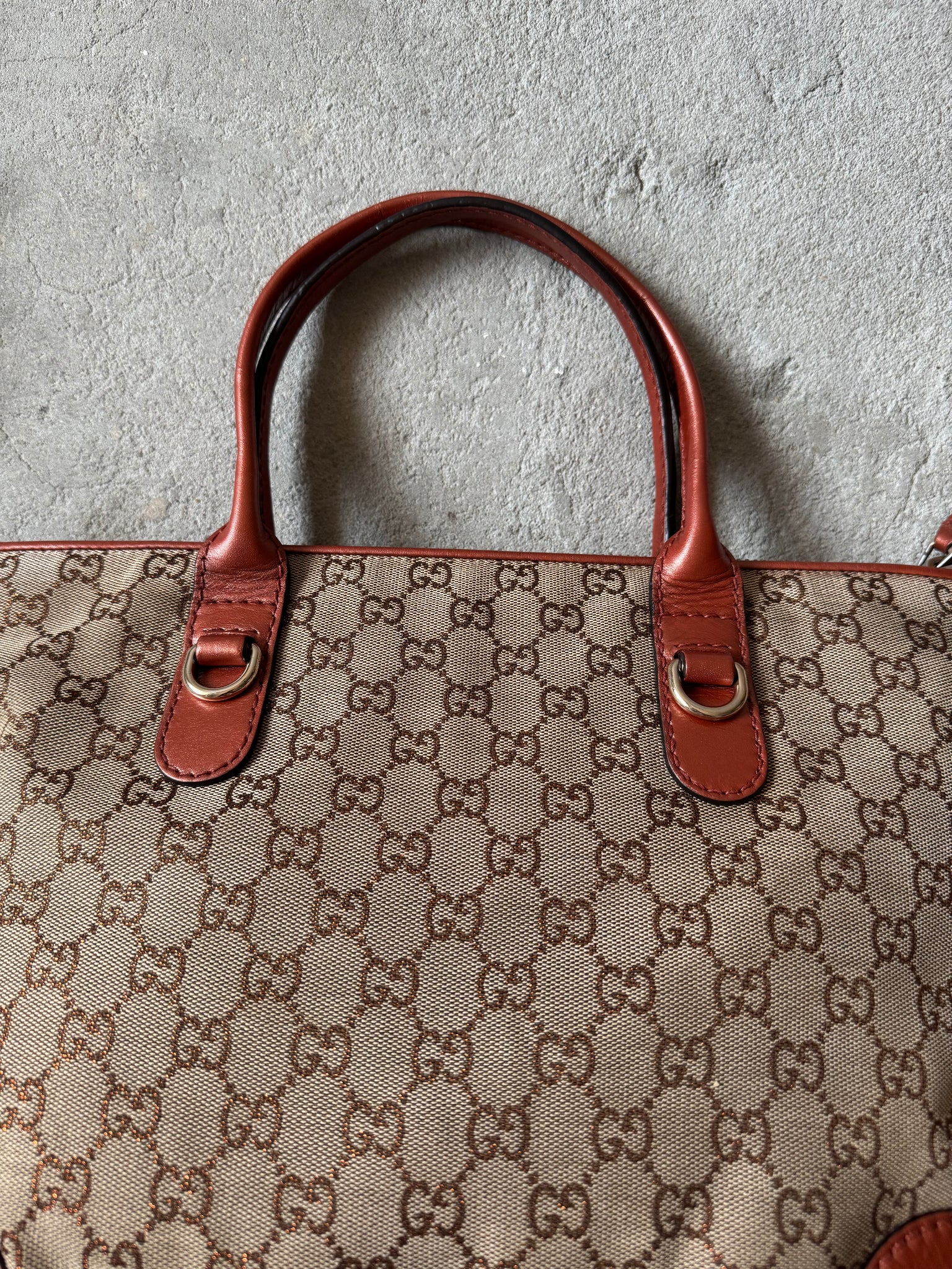Gucci GG Monogram Canvas Heart Bit Shoulder Bag Beige/Orange